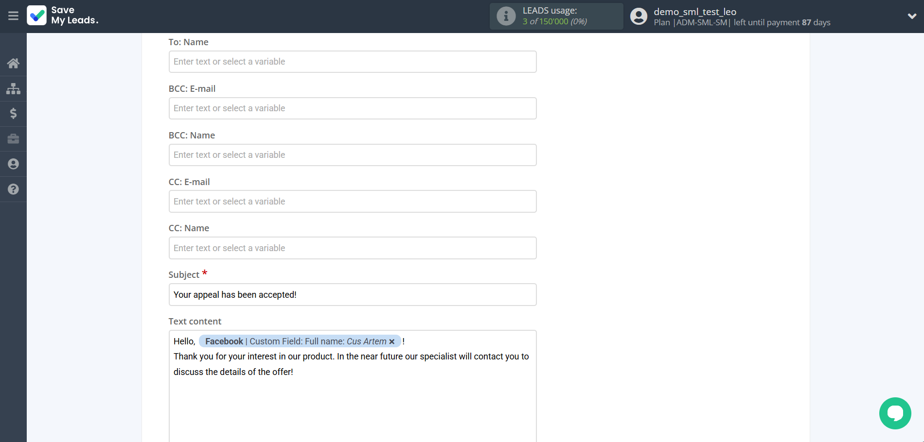 How to Connect Facebook with Resend | Assigning fields