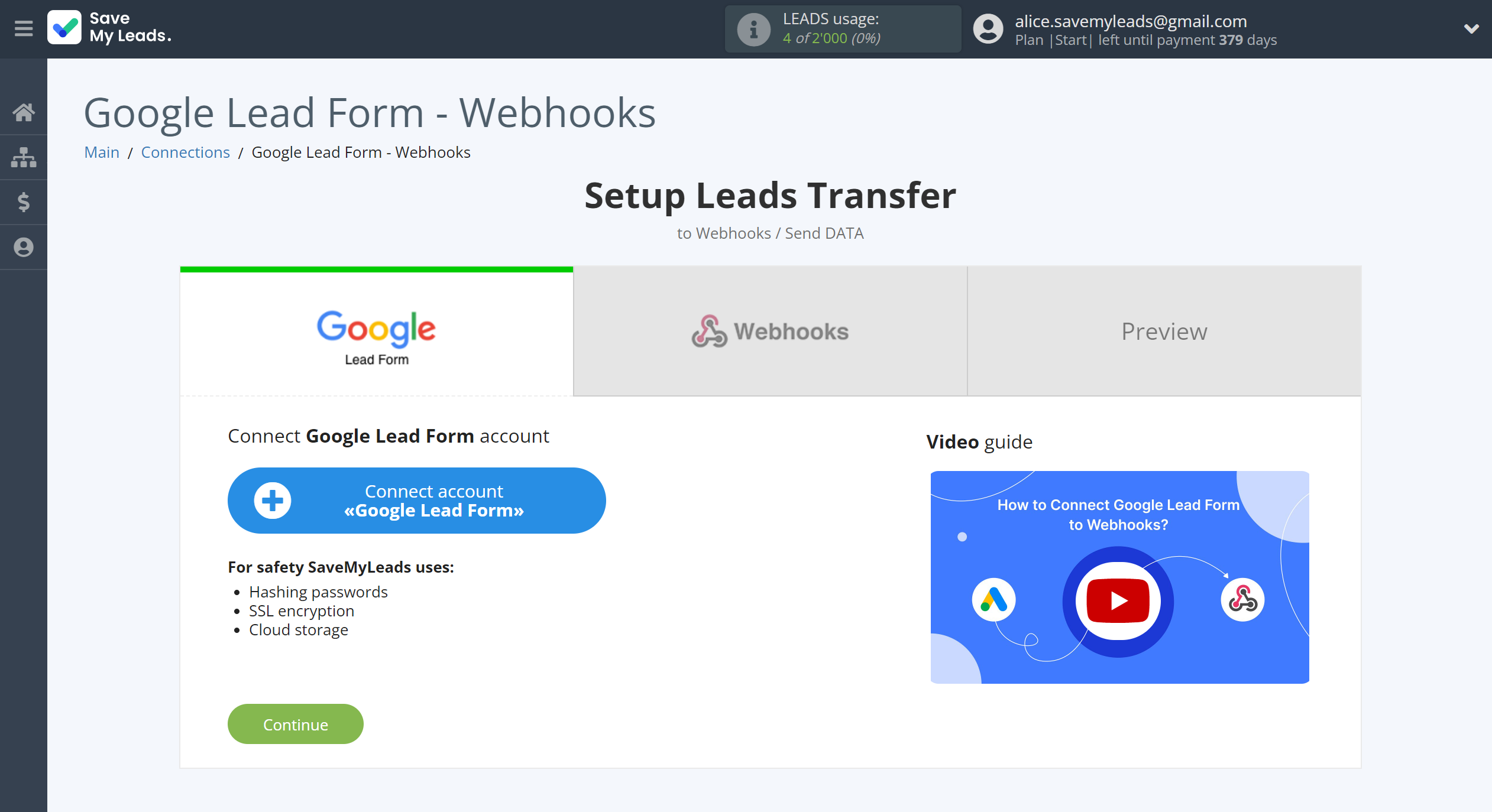 How to Connect Google Lead Form with Webhooks | Data Source account connection