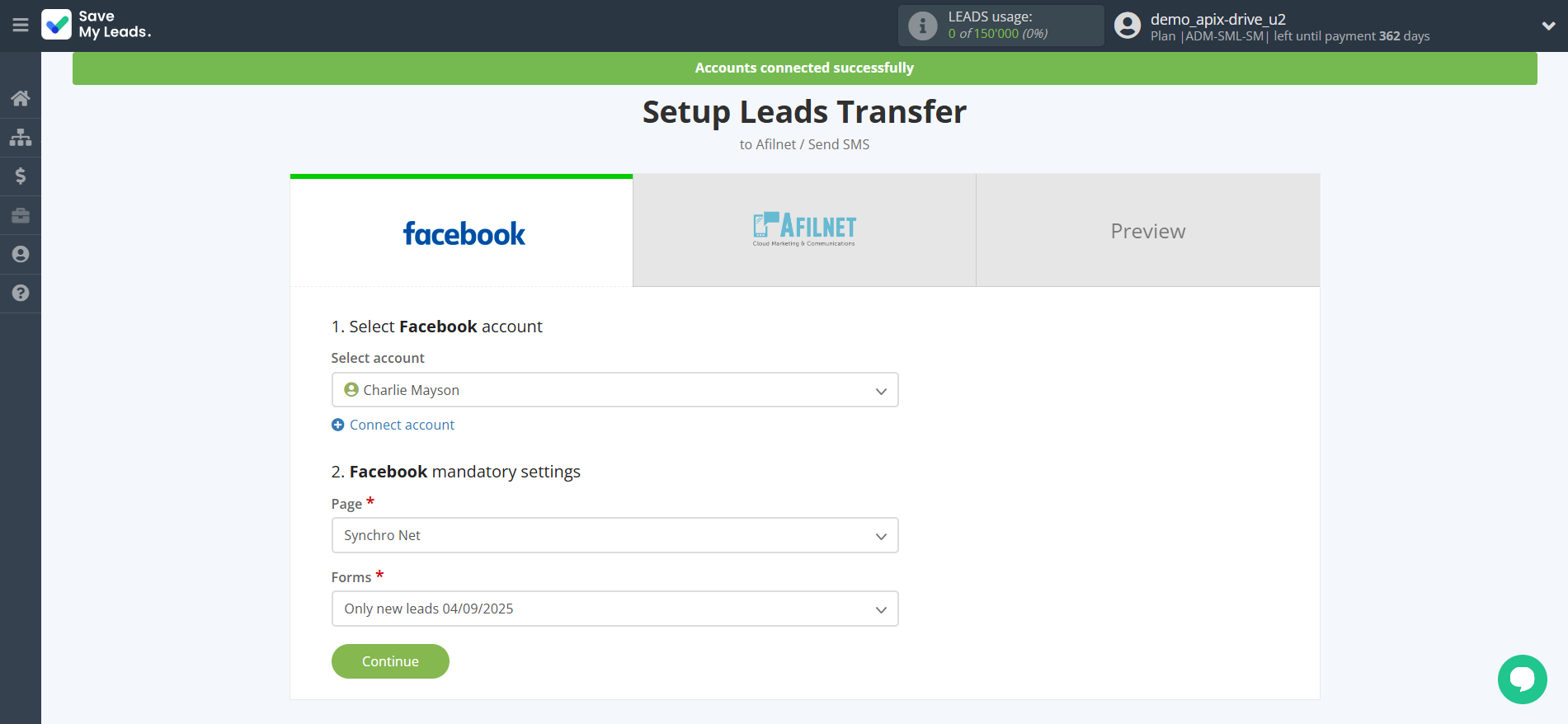 How to Connect Facebook with Afilnet | Data Source account connection