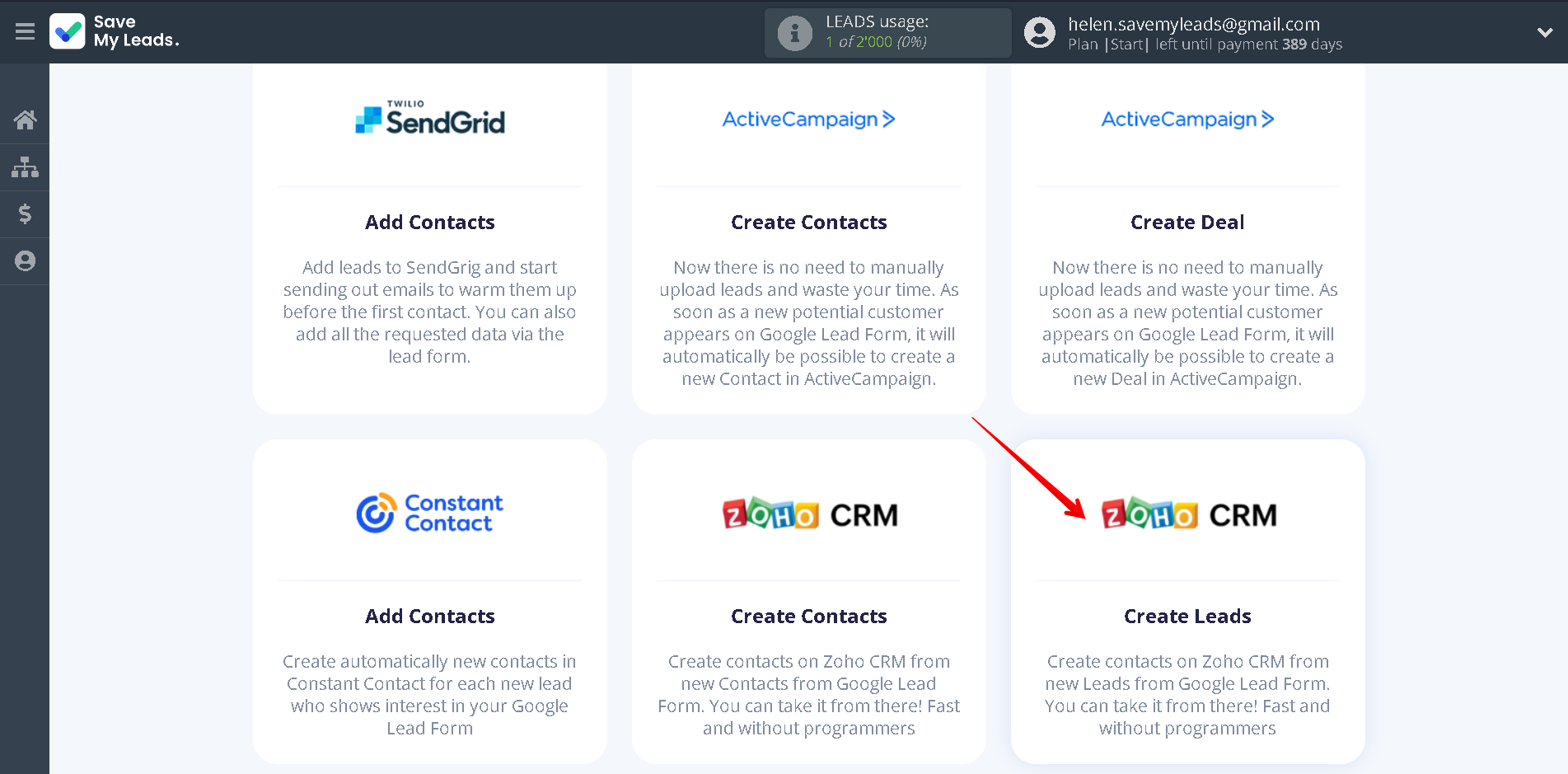 How to Connect Google Lead Form with Zoho CRM Create Leads | Data Destination system selection