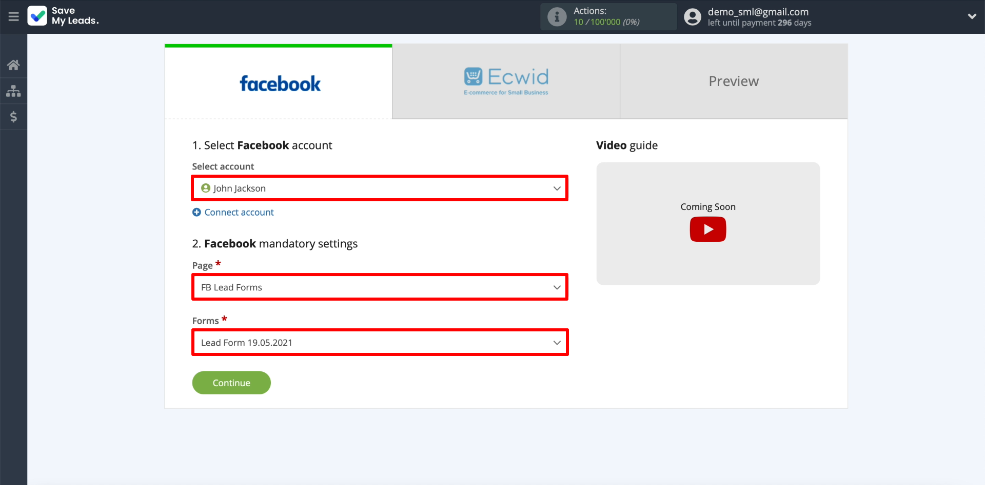 Facebook and Ecwid integration | Setting up leads upload Facebook and Ecwid integration | Setting up leads upload