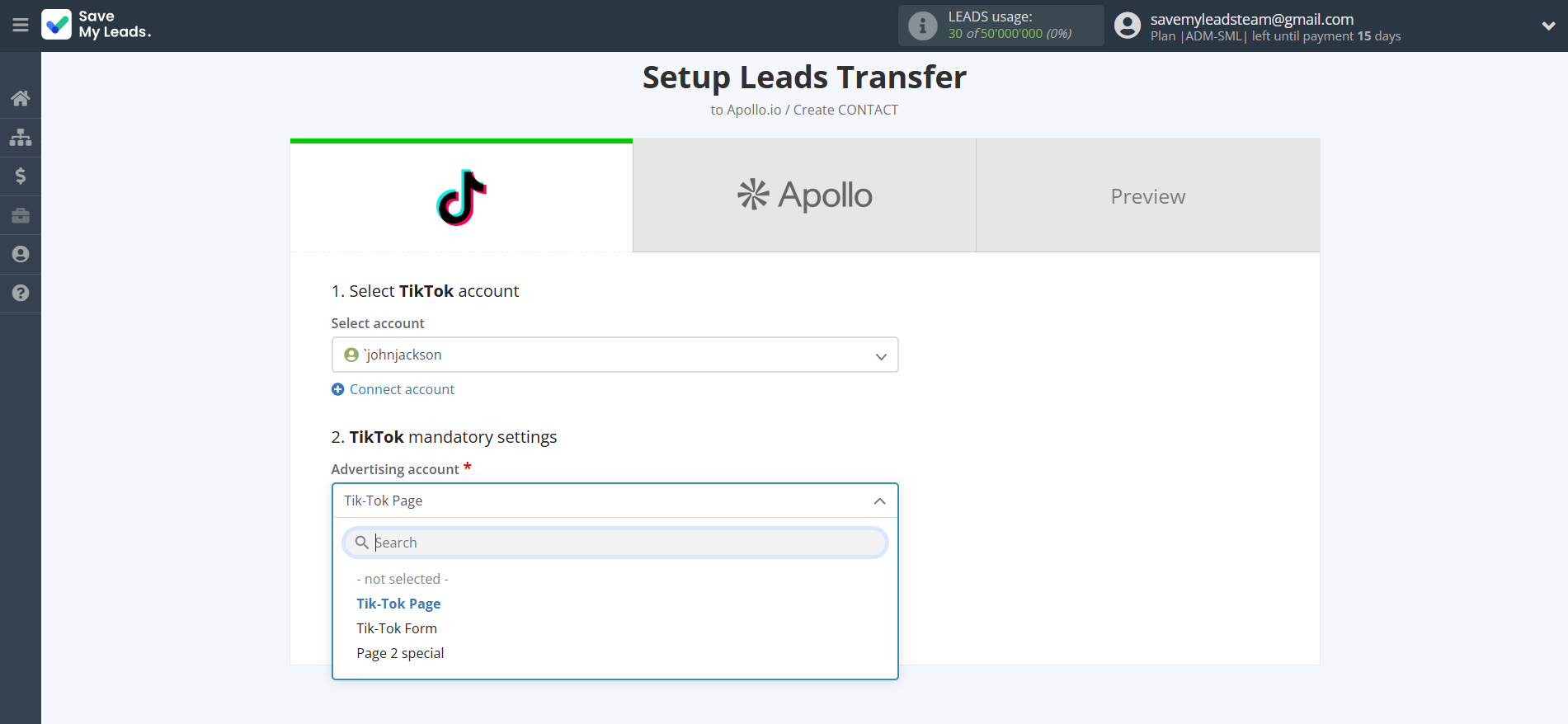 How to Connect TikTok with Apollo.io Create Contacts | Data Source account connection How to Connect TikTok with Apollo.io Create Contacts | Data Source account connection