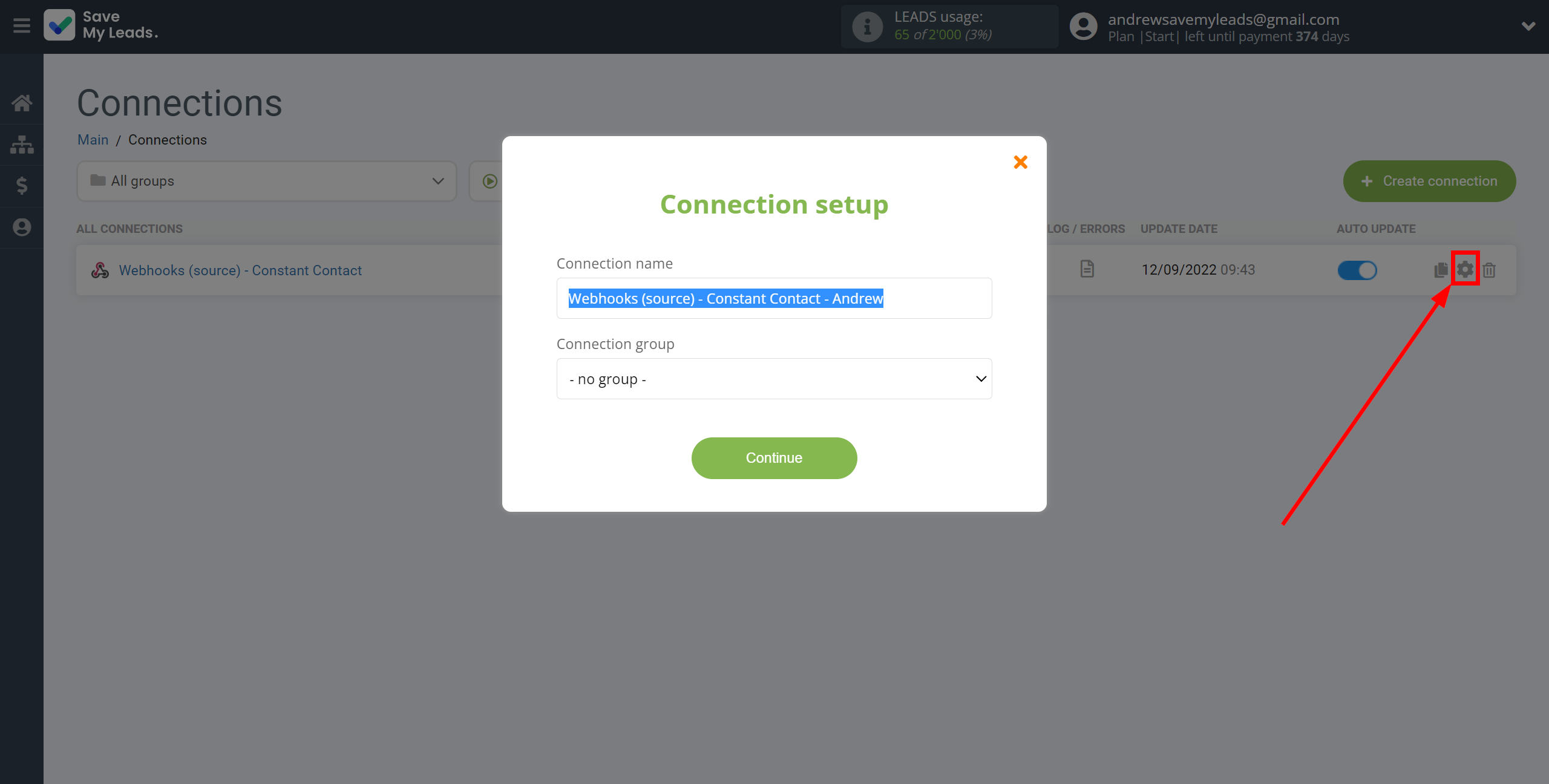 How to Connect Webhooks with Constant Contact | Name and group connection