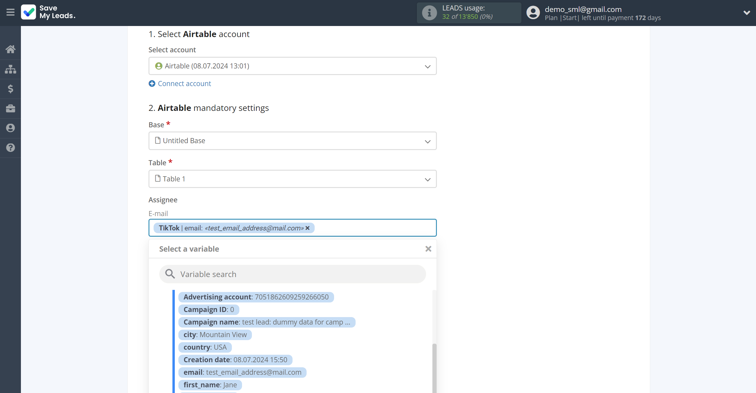 How to Connect TikTok with AirTable | Assigning fields