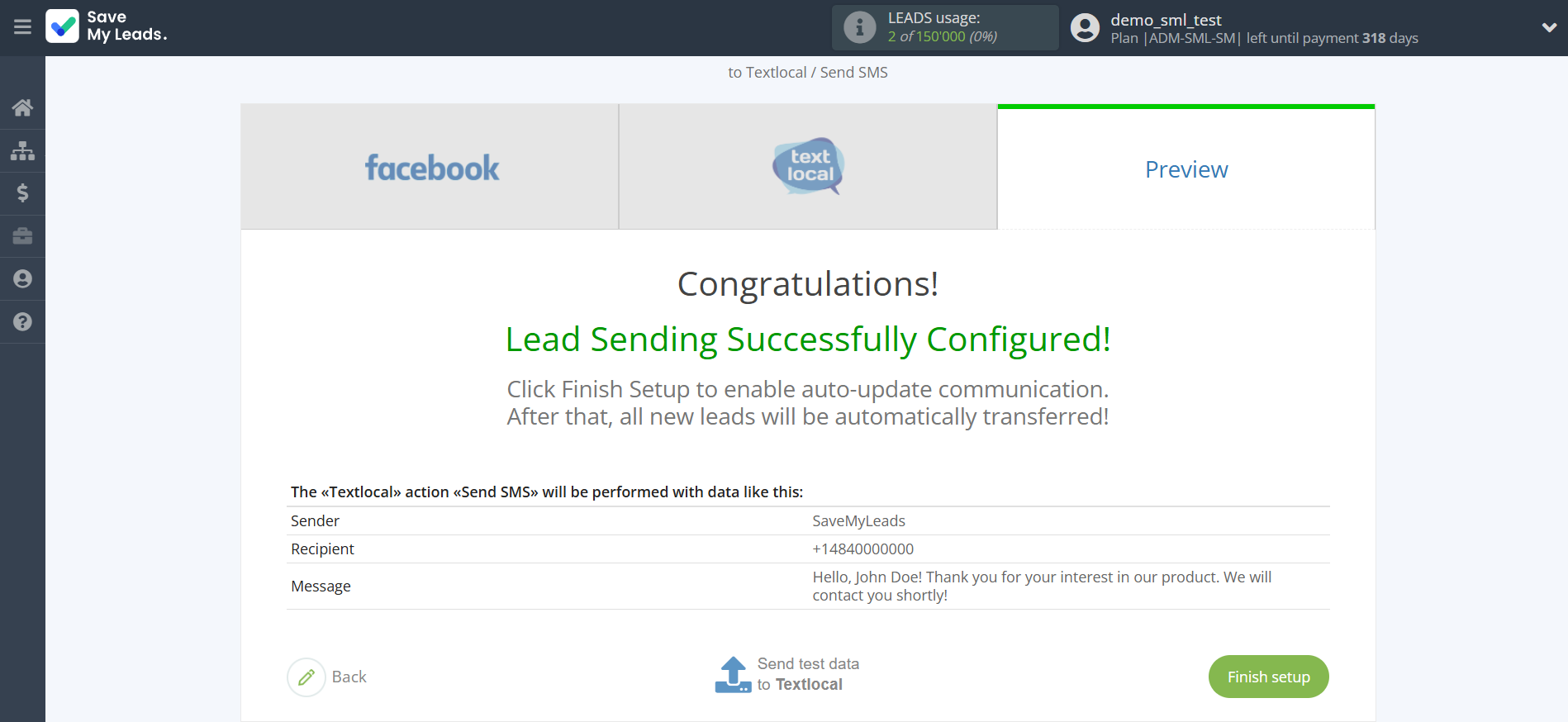 How to Connect Facebook with Textlocal | Test data How to Connect Facebook with Textlocal | Test data