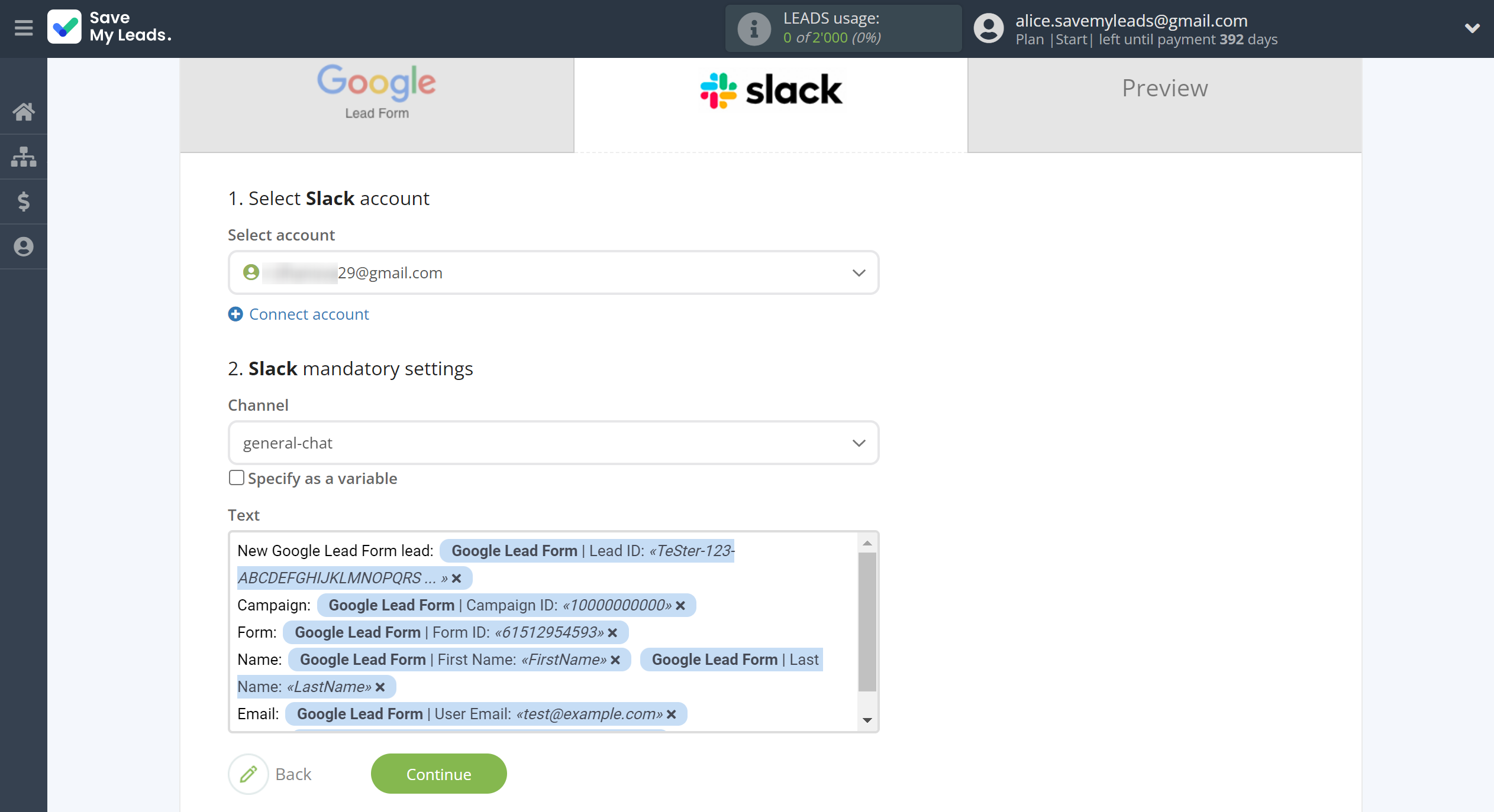 How to Connect Google Lead Form with Slack Channel Notification | Assigning fields