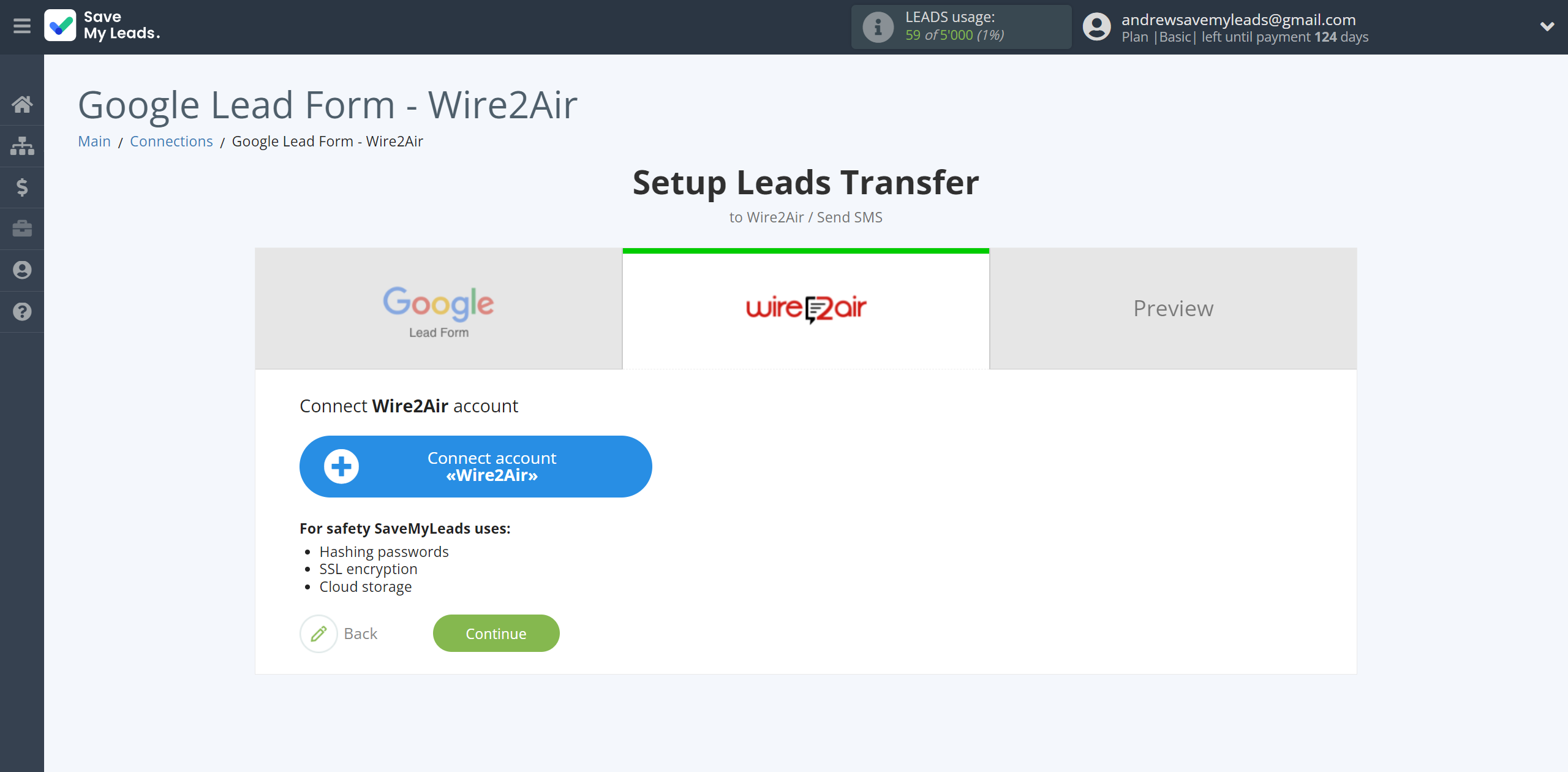 How to Connect Google Lead Form with Wire2Air | Data Destination account connection