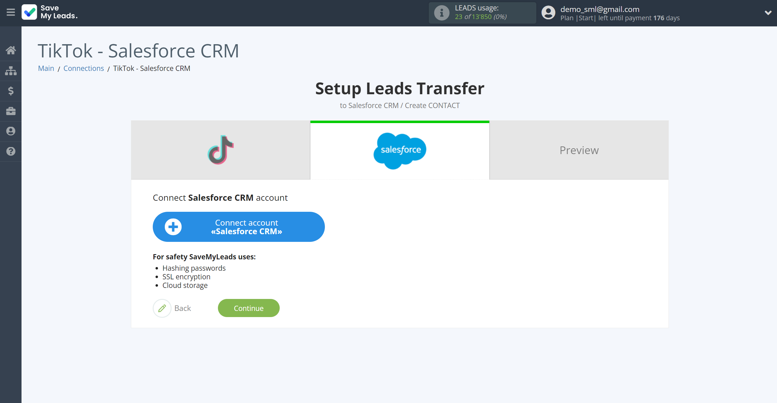 How to Connect TikTok with Salesforce CRM Create Contacts | Data Destination account connection