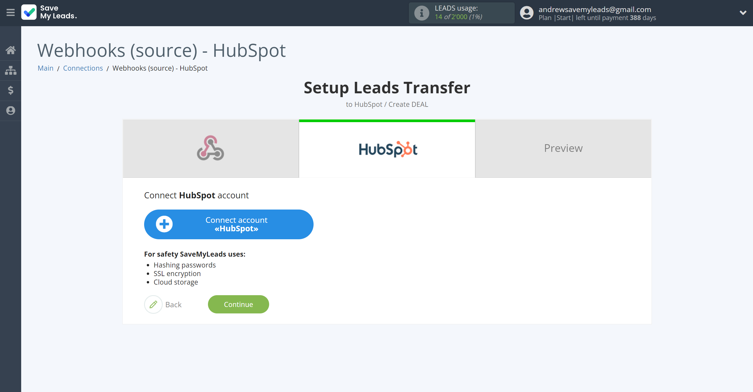 How to Connect Webhooks with HubSpot Create Deal | Data Destination account connection