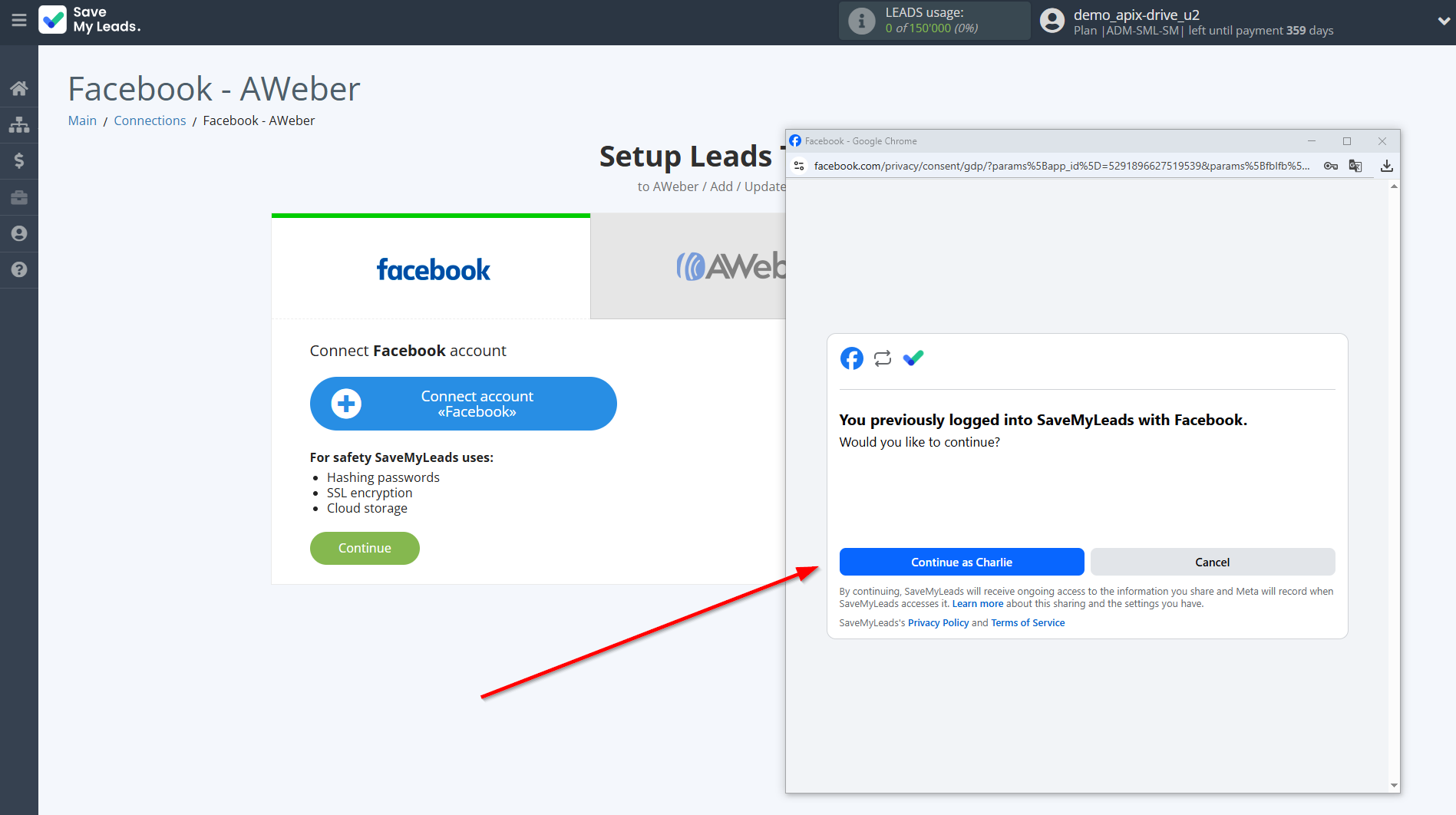 How to Connect Facebook with AWeber | Data Source account