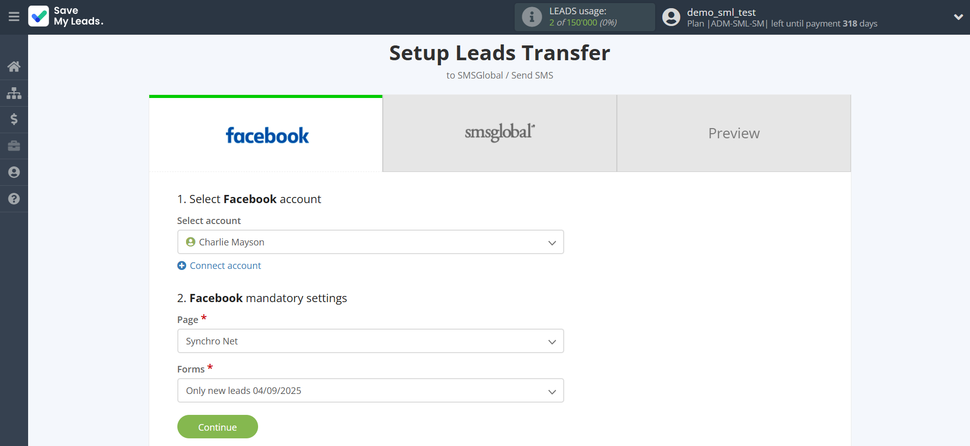 How to Connect Facebook with SMSGlobal | Data Source account connection How to Connect Facebook with SMSGlobal | Data Source account connection