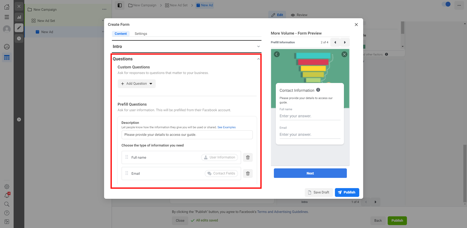 How to Set Up Facebook Lead Form Ads | Setting up the second screen of the form