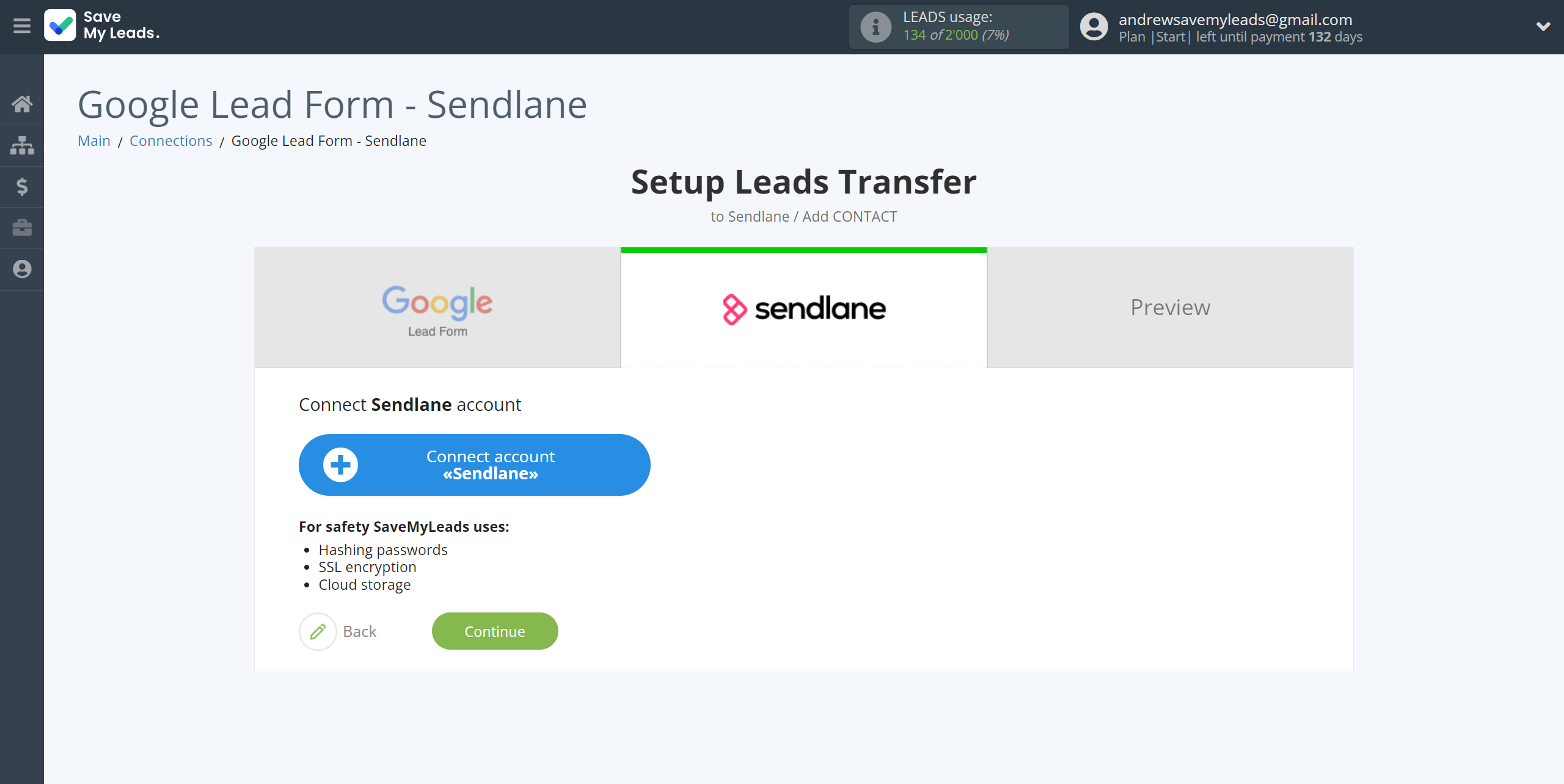 How to Connect Google Lead Form with Sendlane Add Contacts | Data Destination account connection
