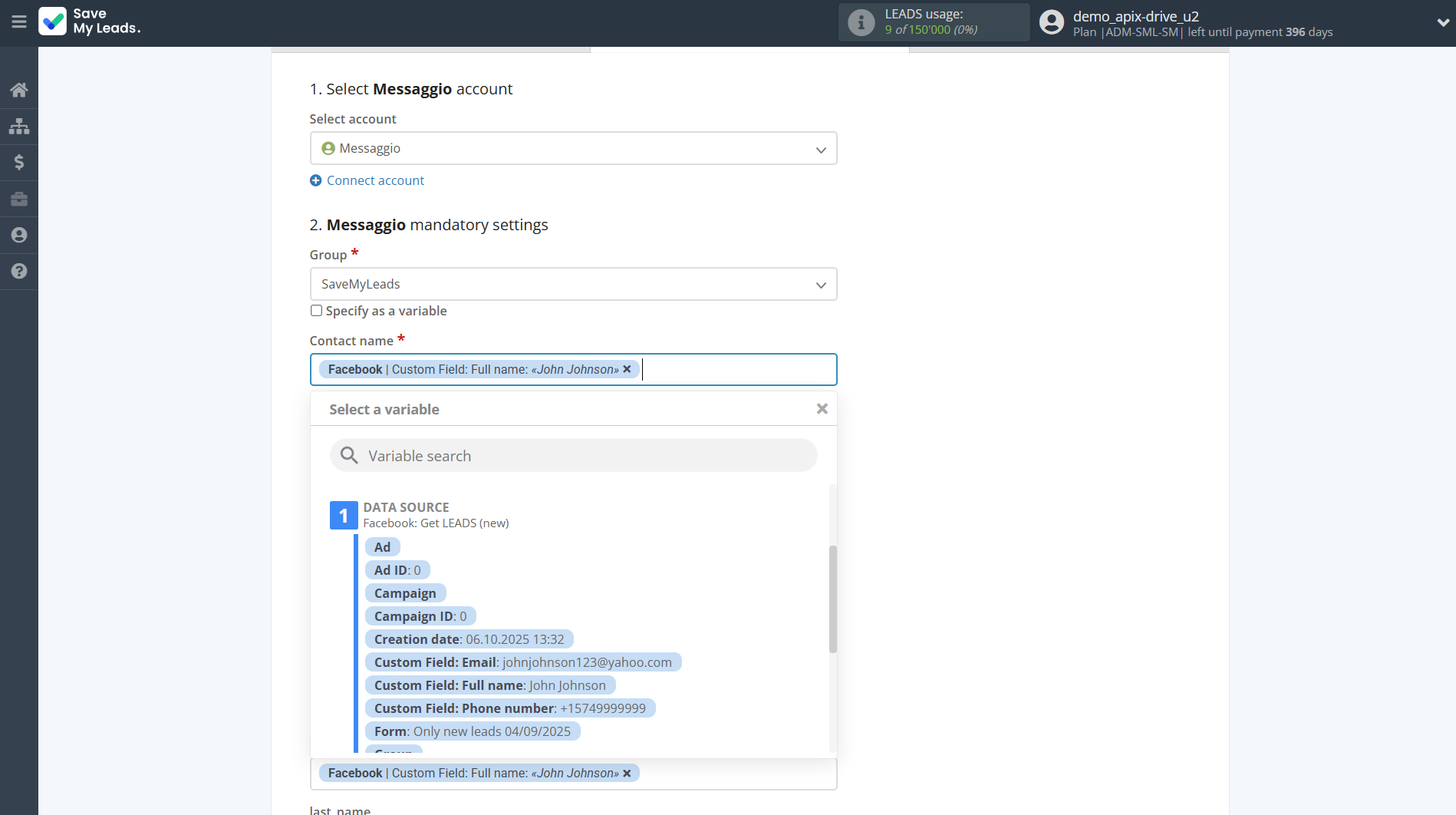 How to Connect Facebook with Messaggio | Assigning fields How to Connect Facebook with Messaggio | Assigning fields