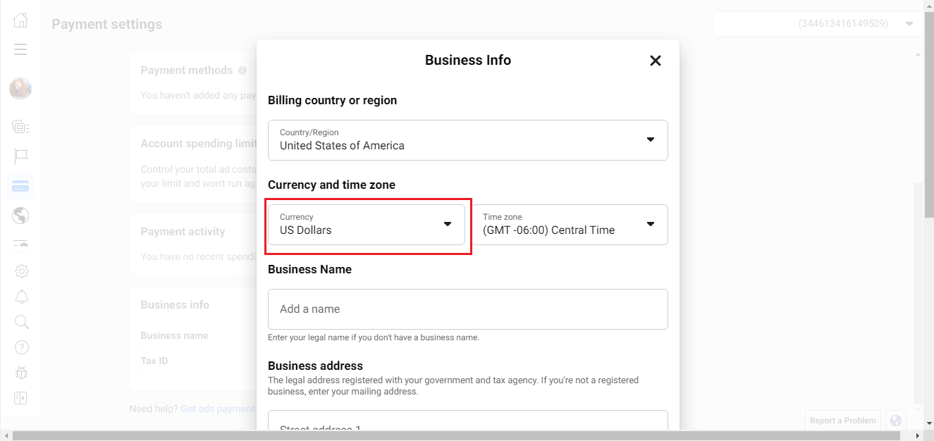 Facebook Ads Manager basic settings | Currency Facebook Ads Manager basic settings | Currency