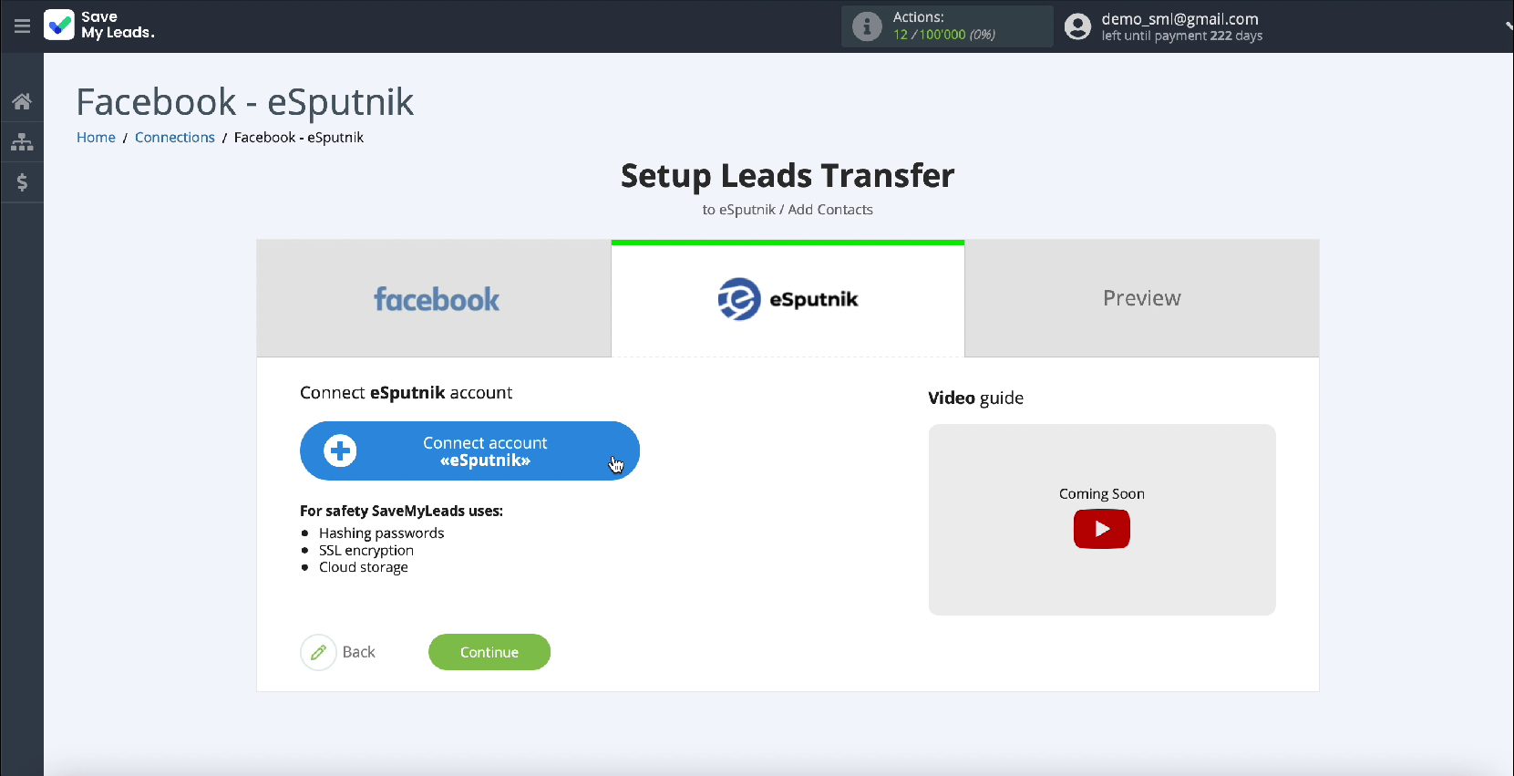 Connect eSputnik to SaveMyLeads