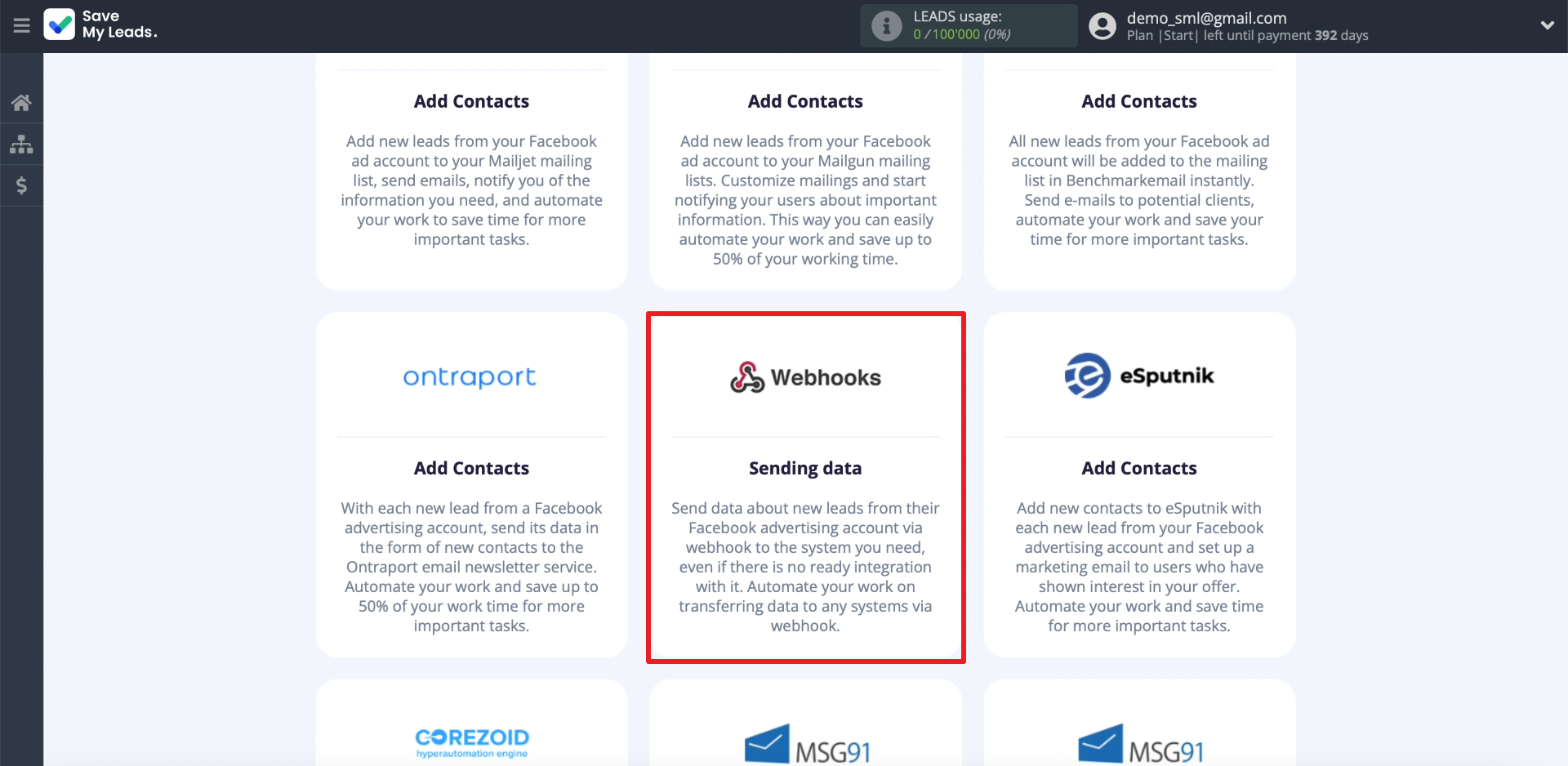 Facebook and Webhooks integration | Selecting Webhooks Facebook and Webhooks integration | Selecting Webhooks