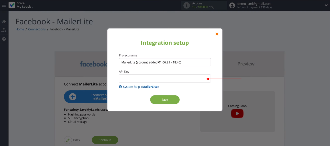Facebook and MailerLite integration | Integration setup MailerLite and SaveMyLeads