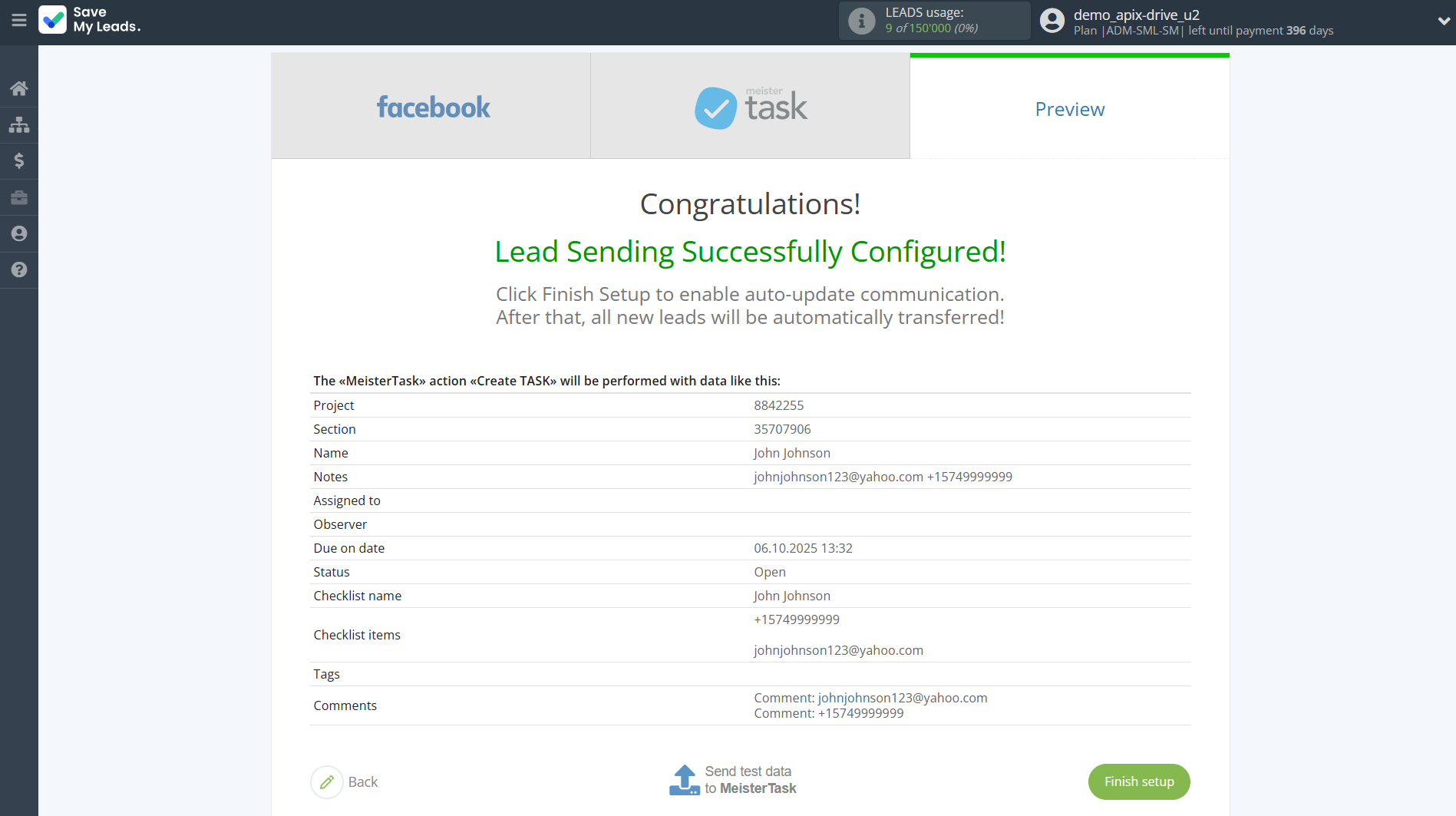 How to Connect Facebook with MeisterTask | Test data How to Connect Facebook with MeisterTask | Test data