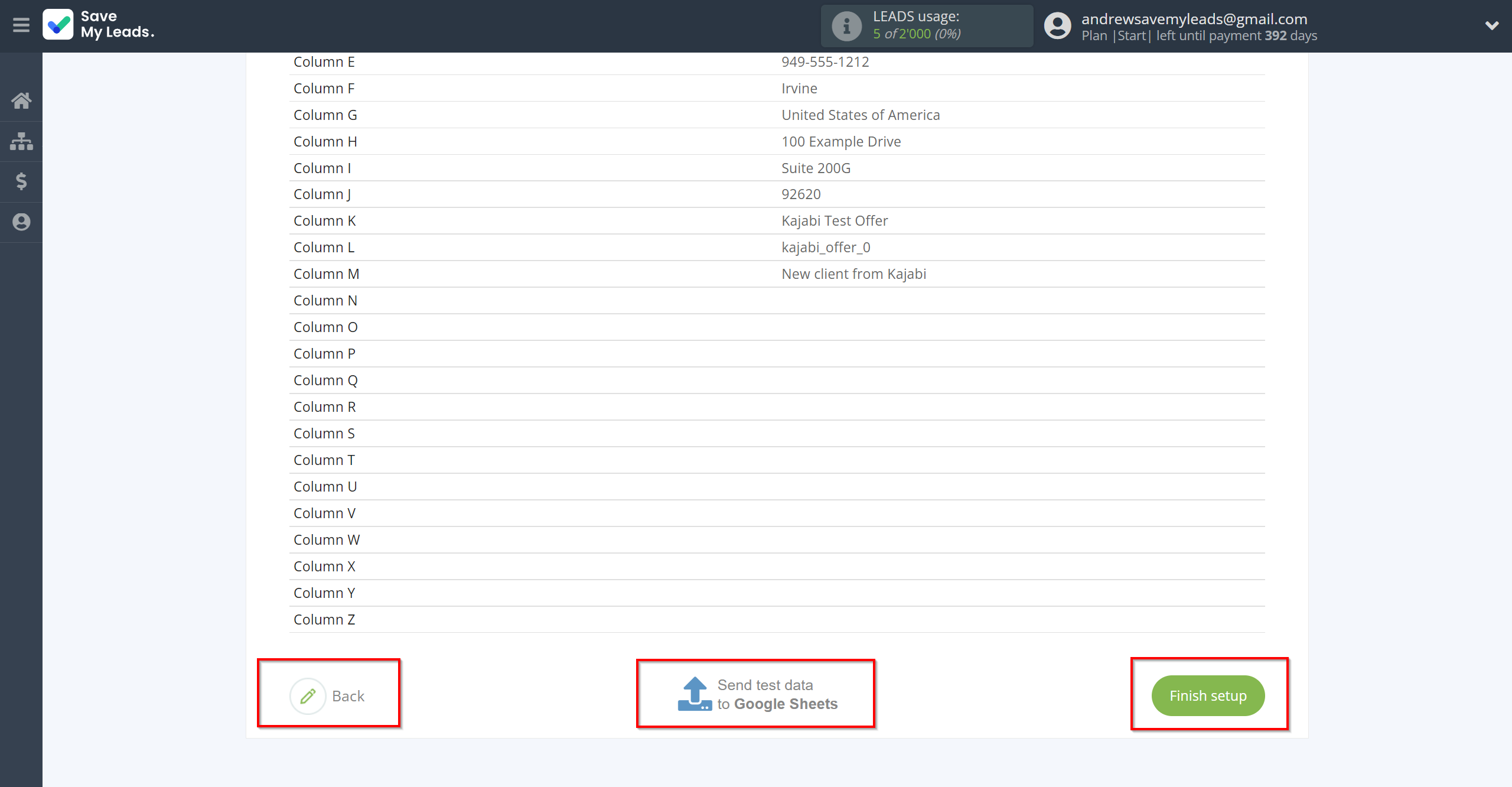 How to Connect Webhooks with Google Sheets | Test data