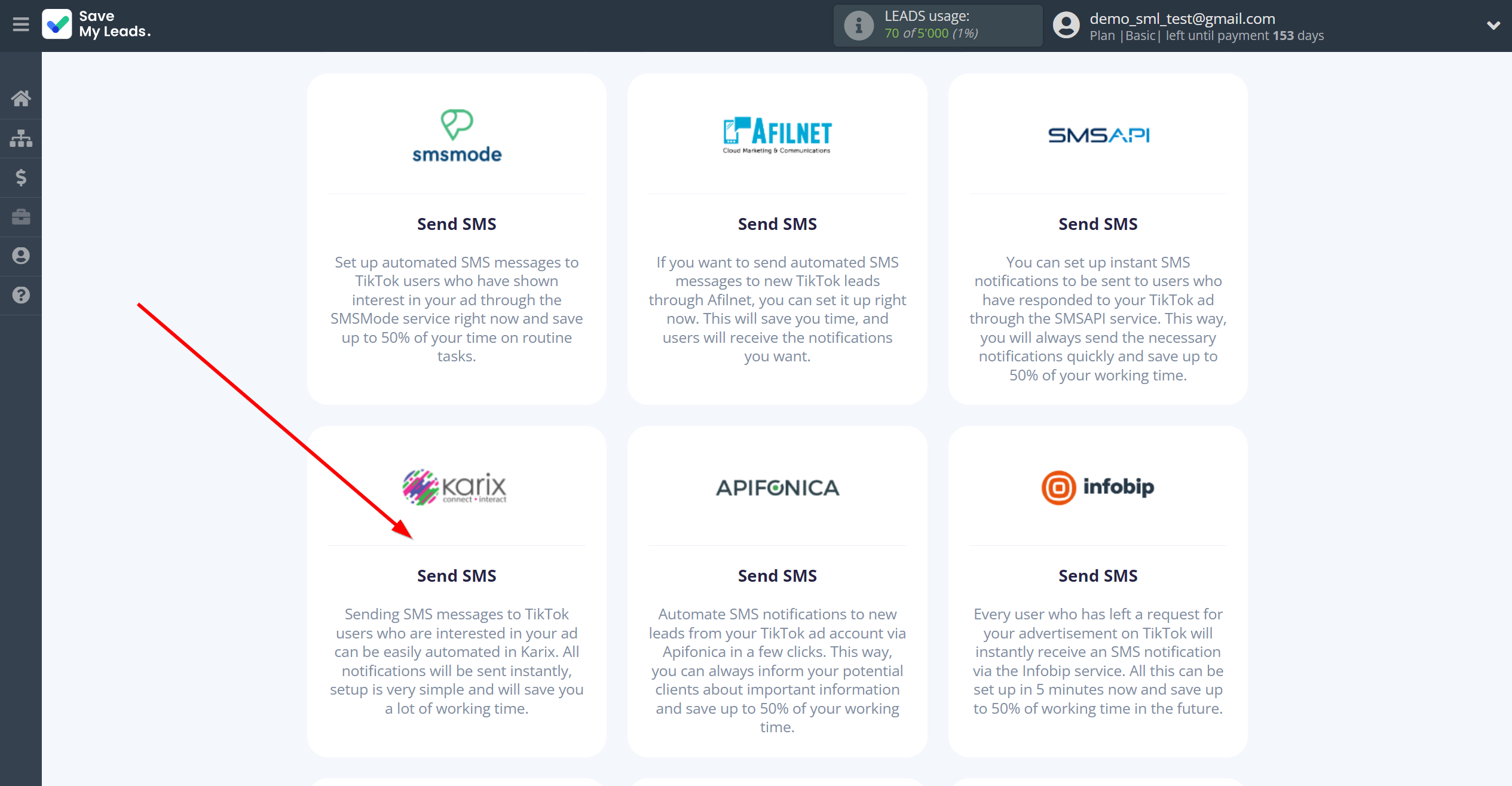 How to Connect Webhooks with&nbsp;Karix | Data Destination system selection