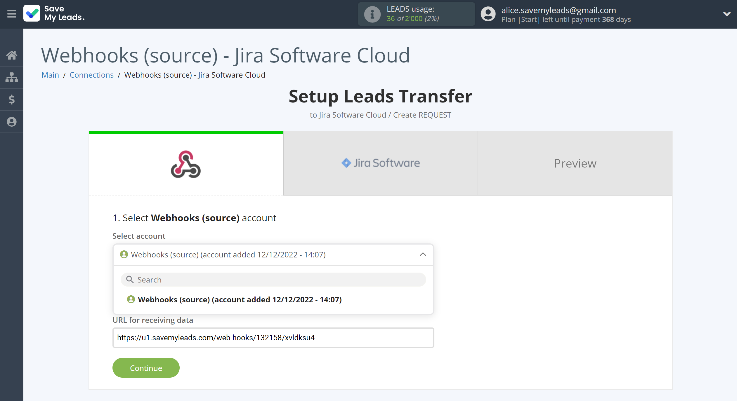 How to Connect Webhooks with Jira Software Cloud | Data Source account connection