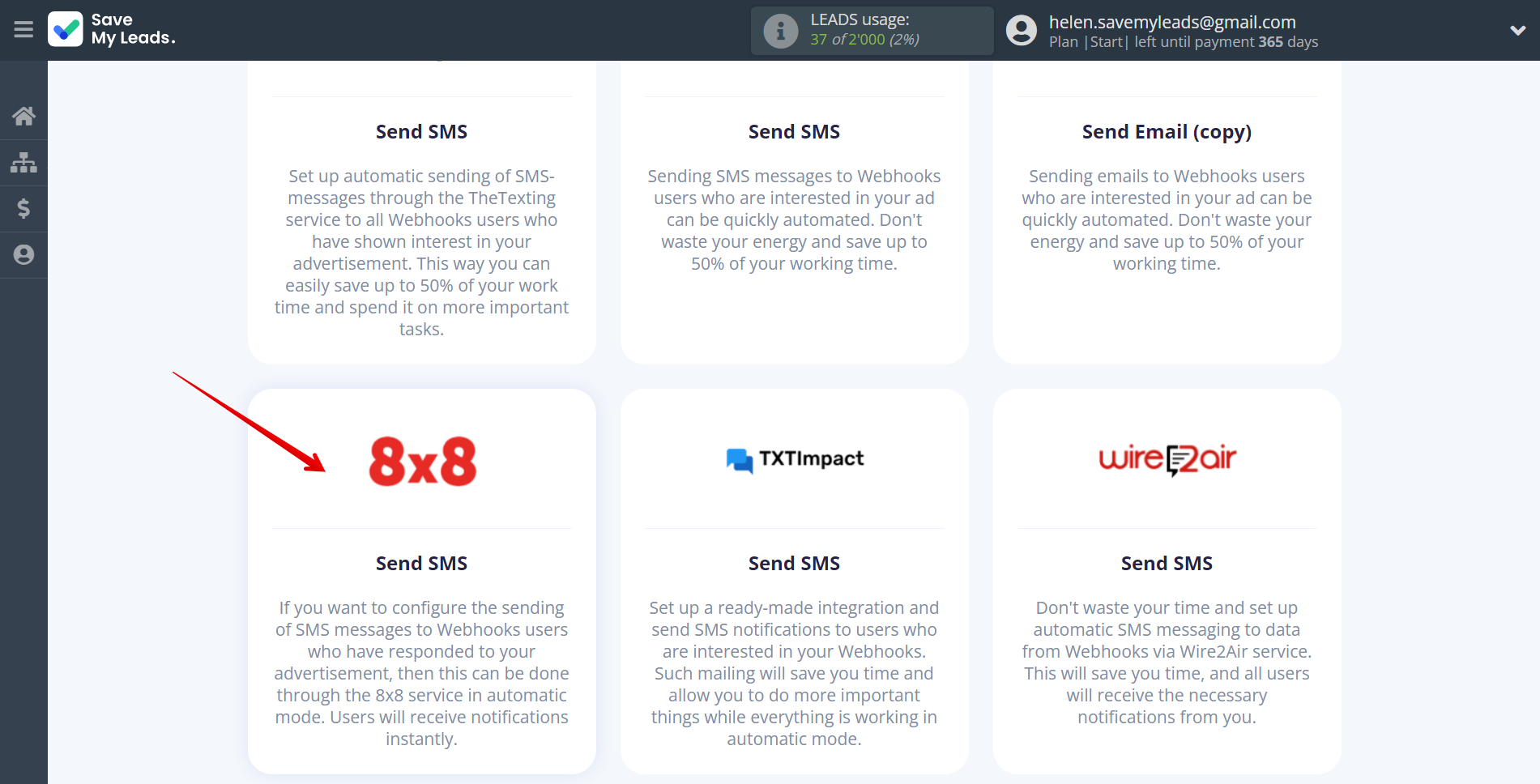 How to Connect Webhooks with 8x8 | Data Destination system selection