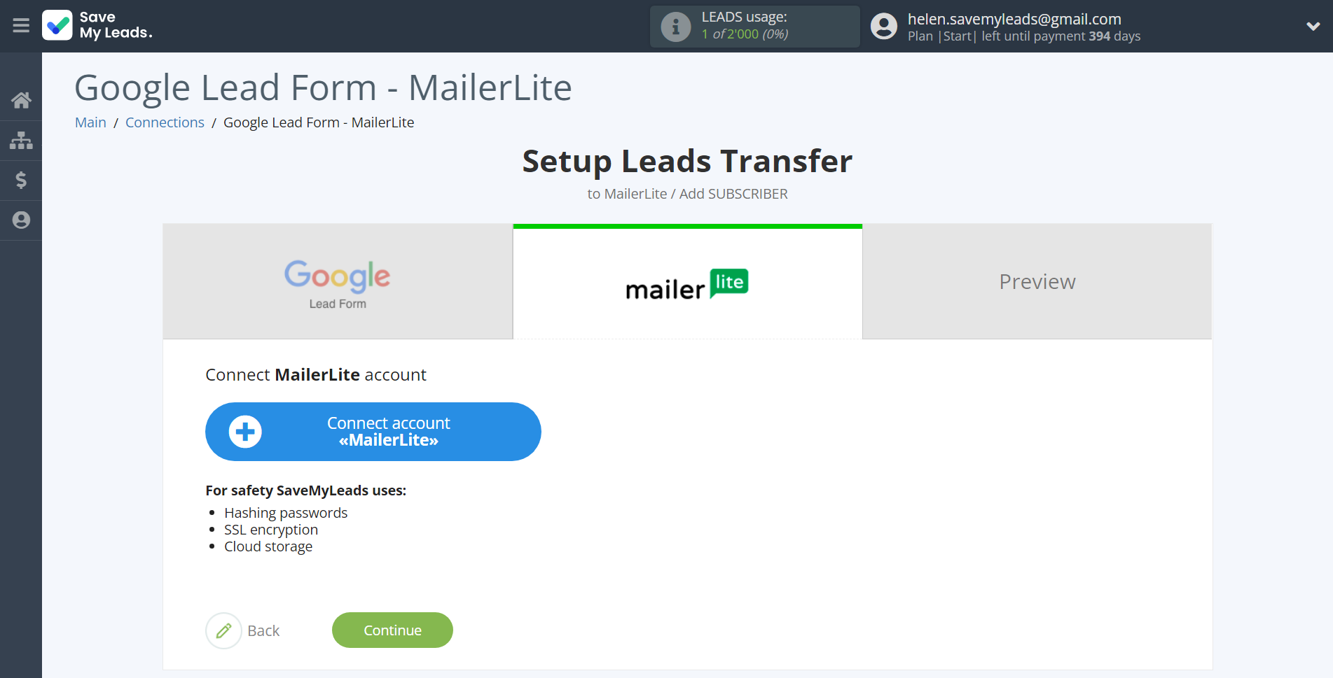 How to Connect Google Lead Form with MailerLite | Data Destination account connection