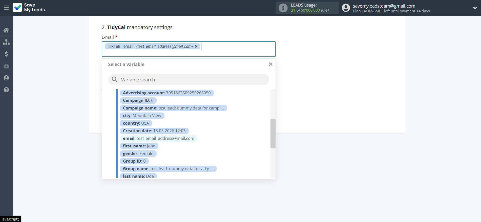 How to Connect TikTok with TidyCal Create Contacts | Assigning fields How to Connect TikTok with TidyCal Create Contacts | Assigning fields