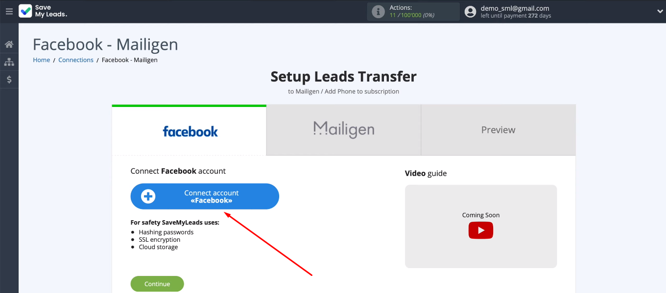 Facebook and Mailigen integration | Connect FB account to the SML