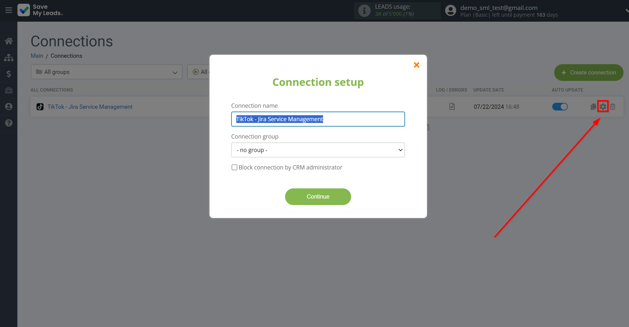 How to Connect TikTok with Jira Service Management | Name and group connection