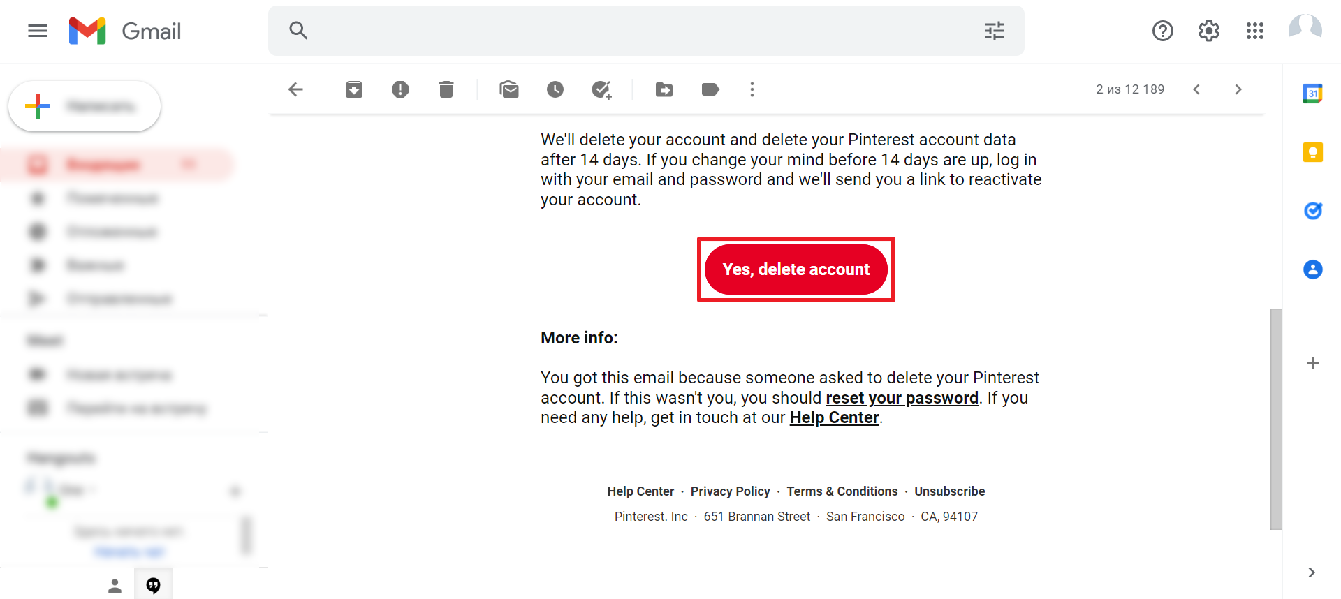 How to delete Pinterest account | Confirm the deletion 
