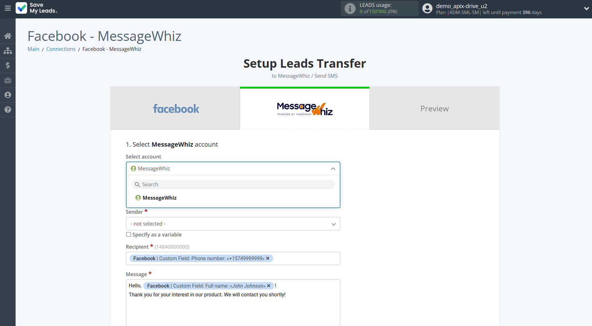 How to Connect Facebook with MessageWhiz | Data Destination account selection How to Connect Facebook with MessageWhiz | Data Destination account selection