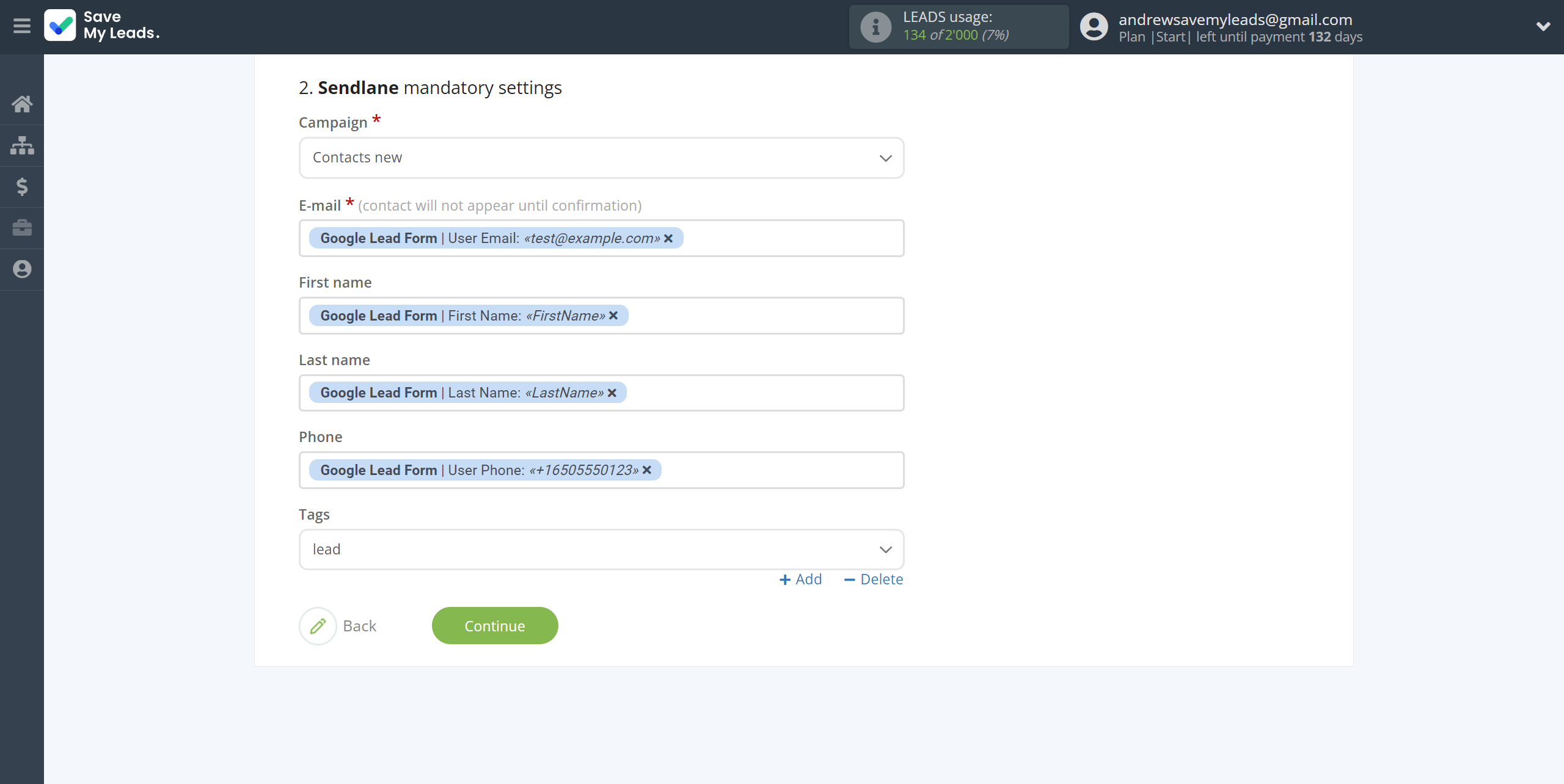 How to Connect Google Lead Form with Sendlane Add Contacts | Assigning fields