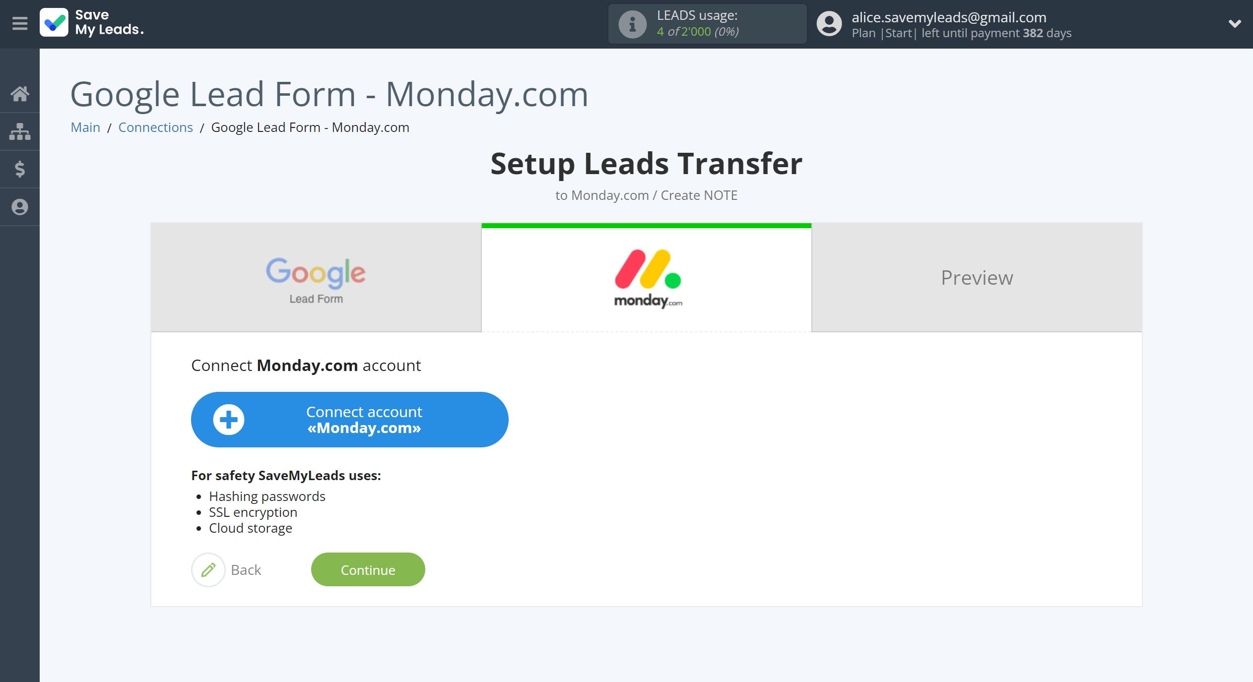 How to Connect Google Lead Form with Monday.com | Data Destination account connection