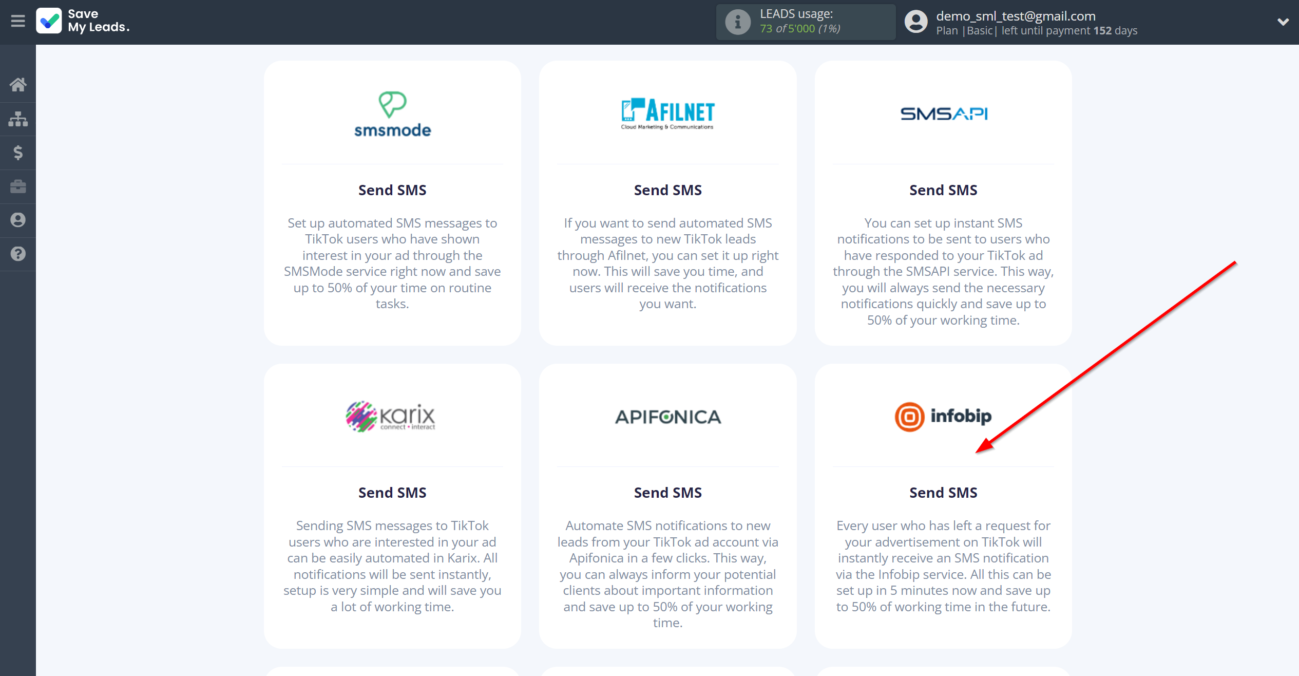 How to Connect TikTok  with Infobip | Data Destination system selection