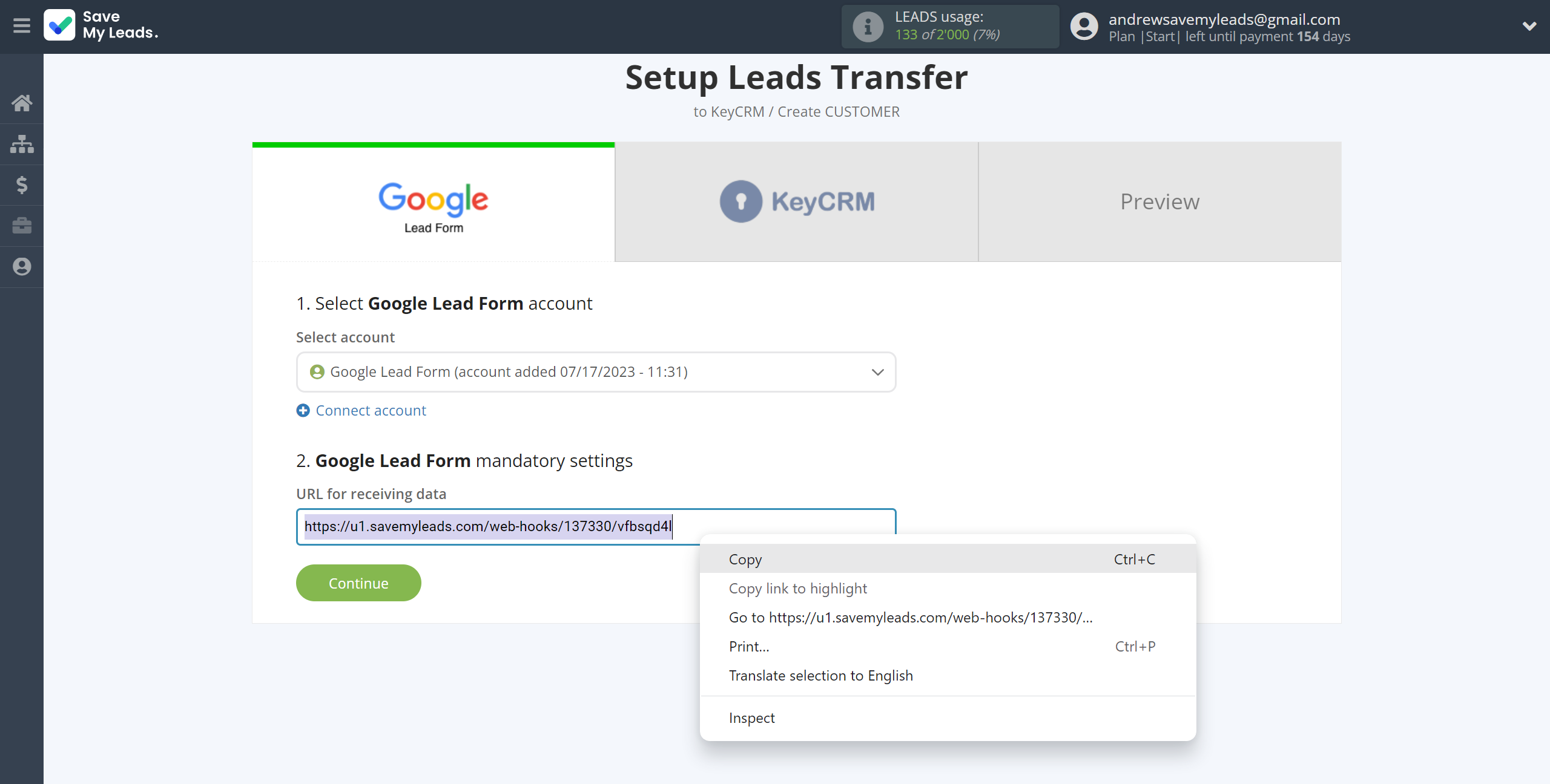 How to Connect Google Lead Form with KeyCRM Create Customer | Data Source account connection