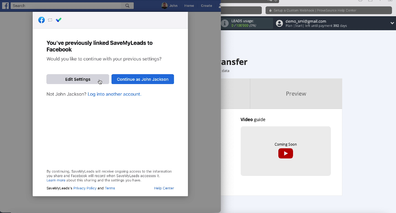 How to Automatically Send Data to ProveSource from Facebook Leads | Click Edit settings How to Automatically Send Data to ProveSource from Facebook Leads | Click Edit settings