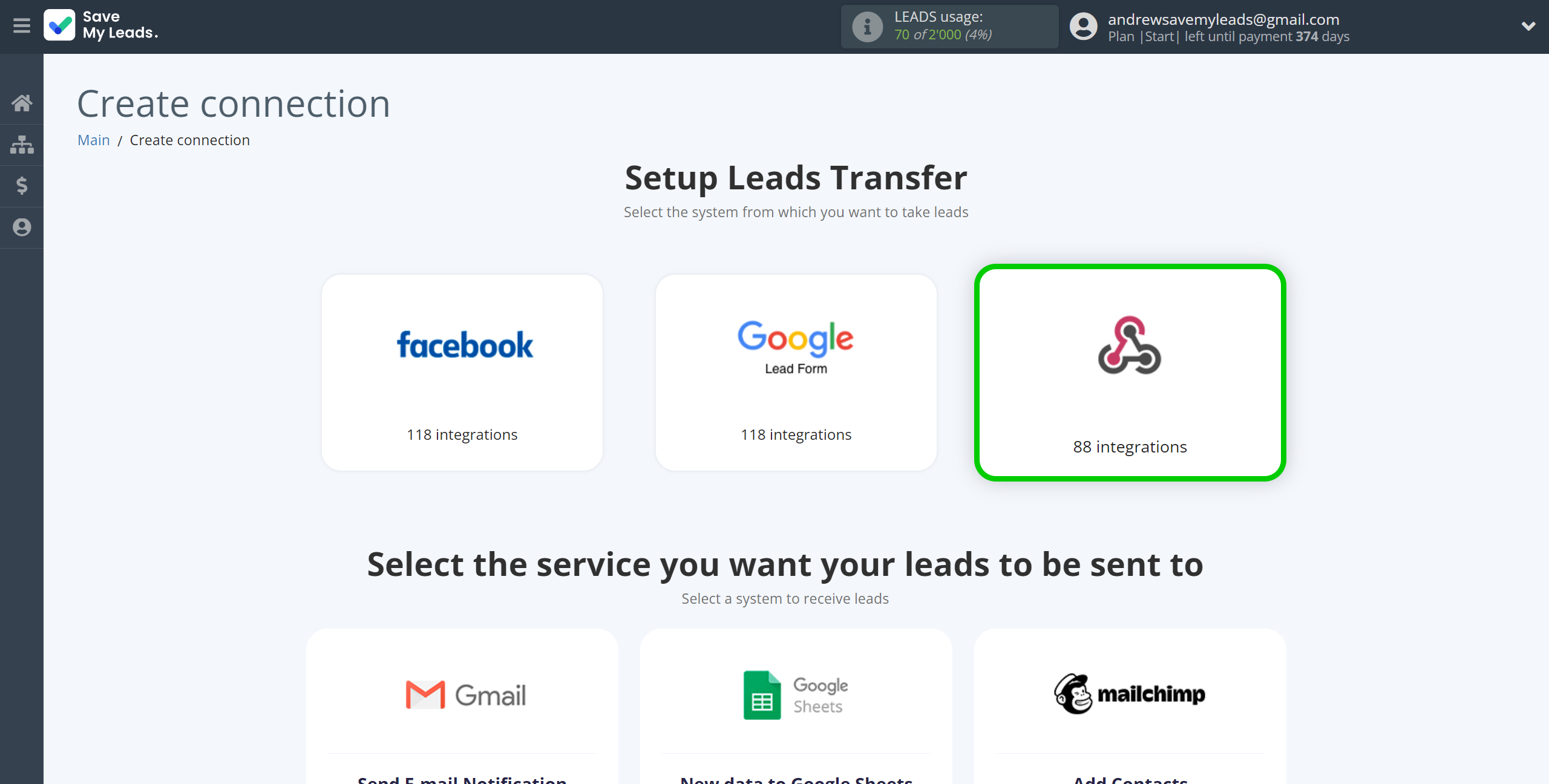 How to Connect Webhooks with AgileCRM Create Contacts | Data Source system selection