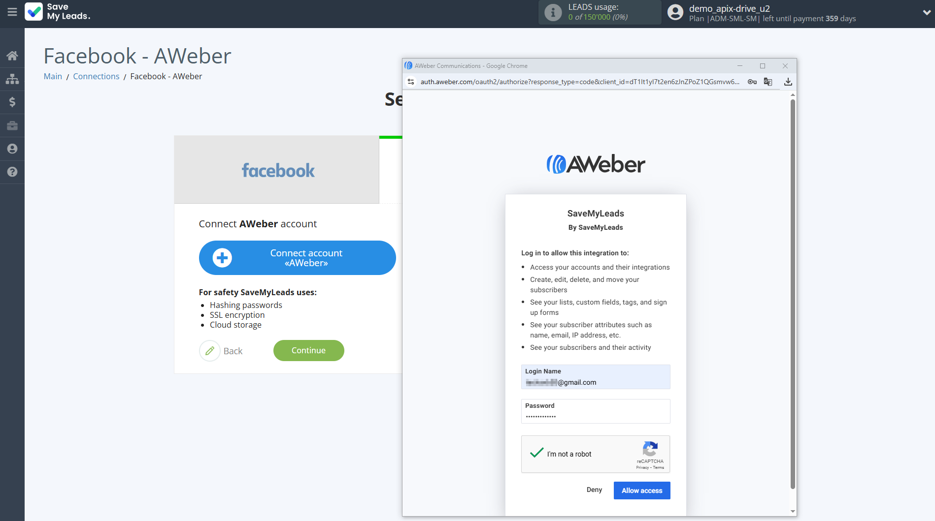 How to Connect Facebook with AWeber | Data Destination account connection