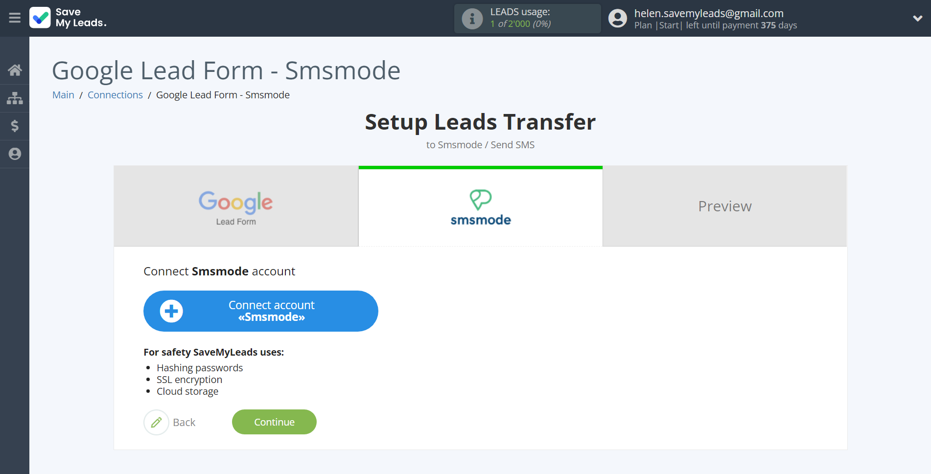 How to Connect Google Lead Form with Smsmode | Data Destination account connection