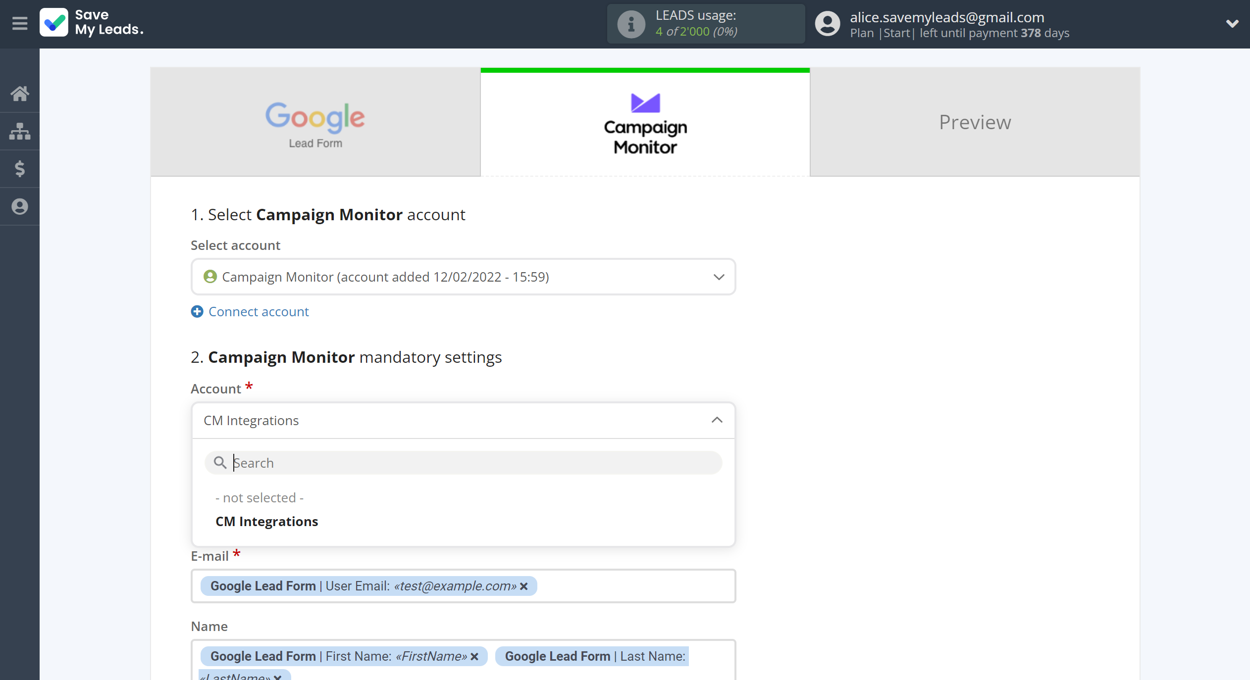 How to Connect Google Lead Form with Campaign Monitor | Assigning fields