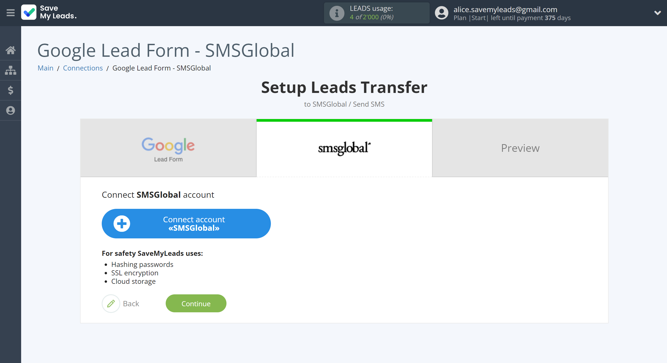 How to Connect Google Lead Form with SMSGlobal | Data Destination account connection