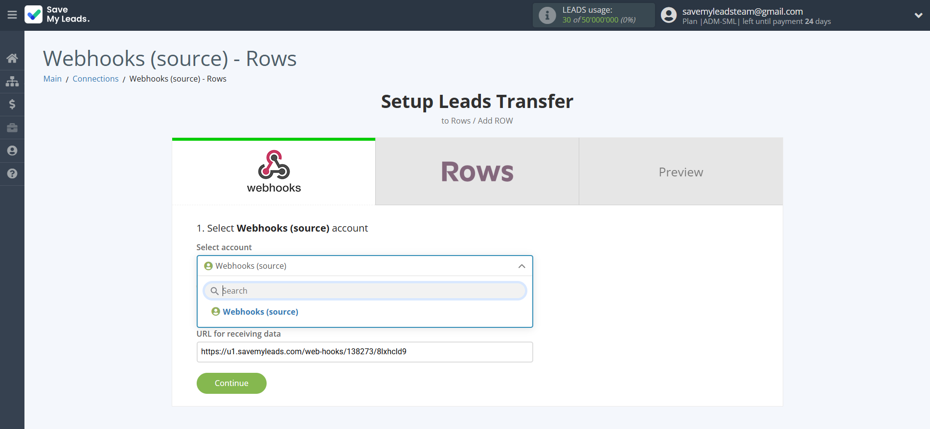How to Connect Webhooks with Rows Add Row | Data Source account selection How to Connect Webhooks with Rows Add Row | Data Source account selection