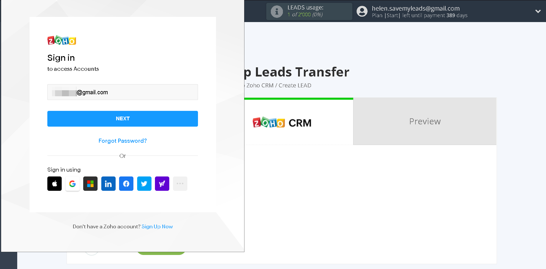 How to Connect Google Lead Form with Zoho CRM Create Leads | Data Destination account connection