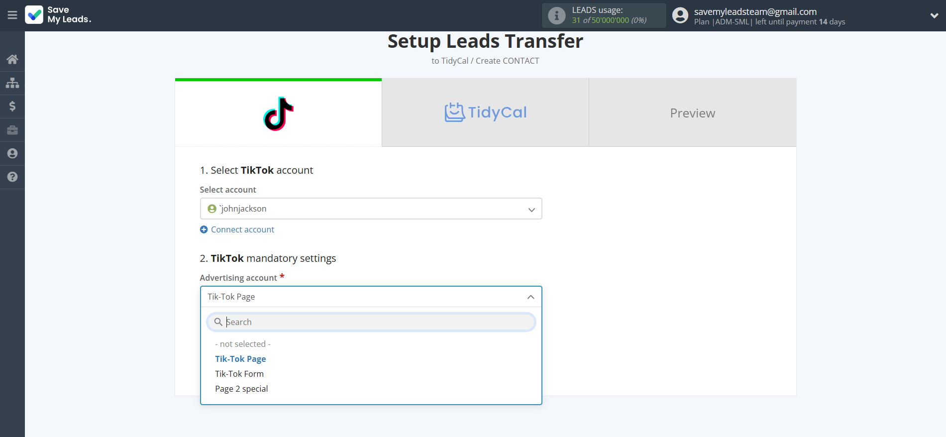 How to Connect TikTok with TidyCal Create Contacts | Data Source account connection How to Connect TikTok with TidyCal Create Contacts | Data Source account connection