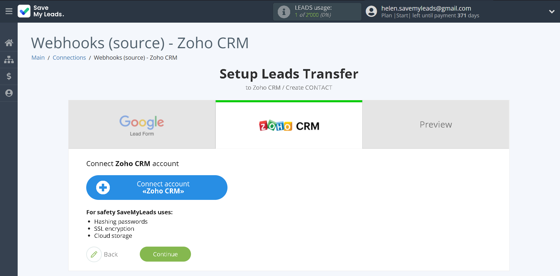 How to Connect Webhooks with Zoho CRM Create Contacts | Data Destination account connection