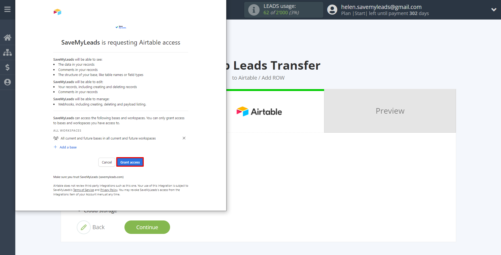 How to Connect Google Lead Form with AirTable | Data Destination account connection