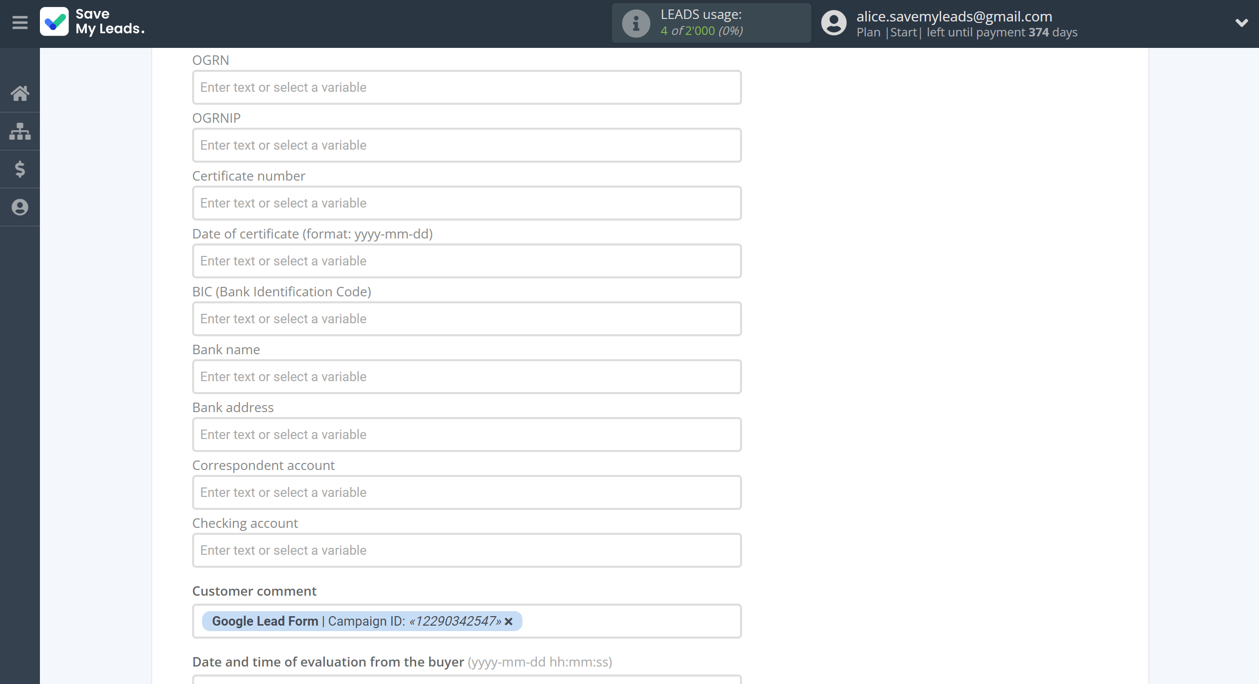 How to Connect Google Lead Form with Simla Create Order | Assigning fields