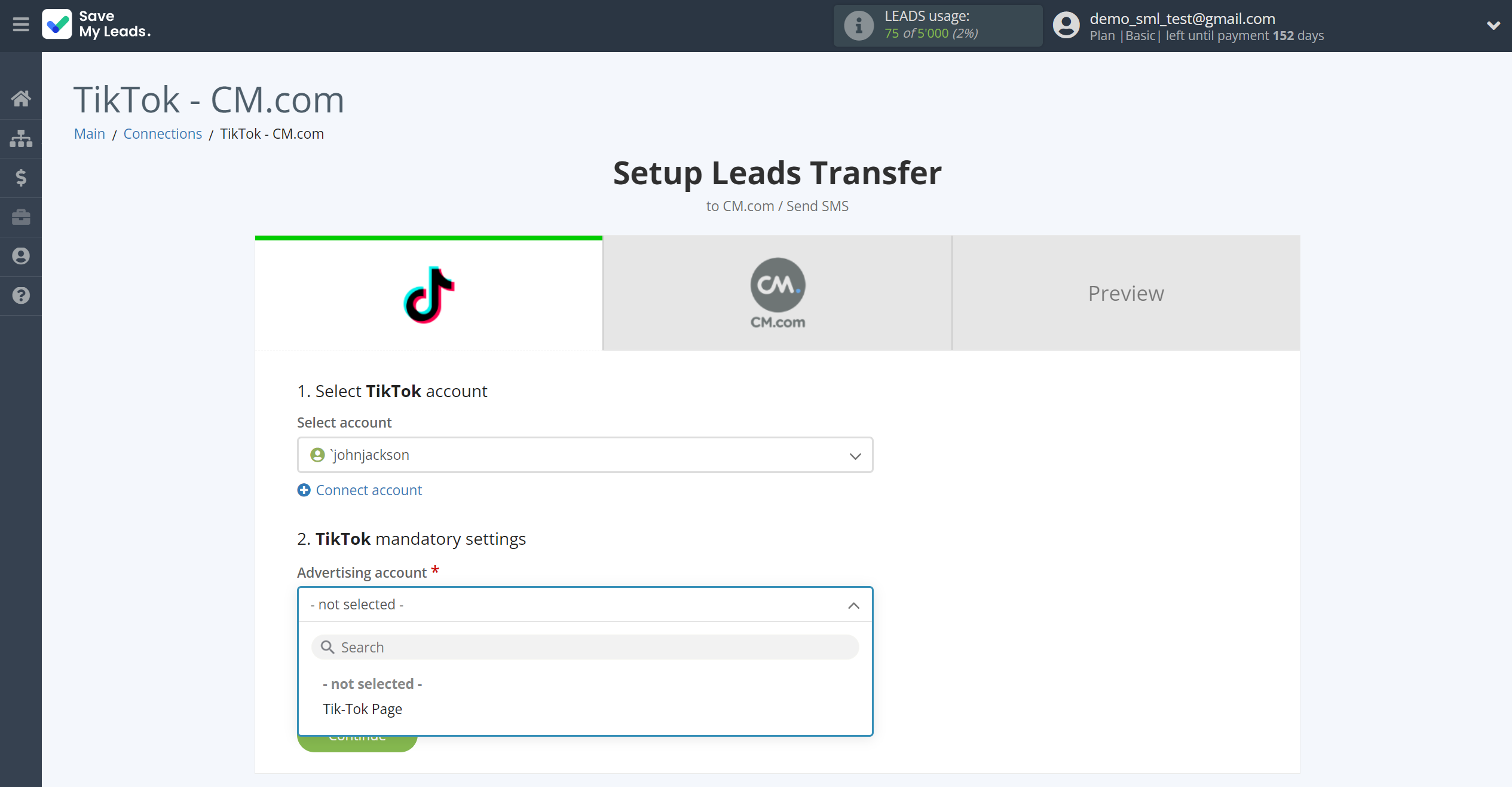 How to Connect TikTok with CM.com | Data Source account connection